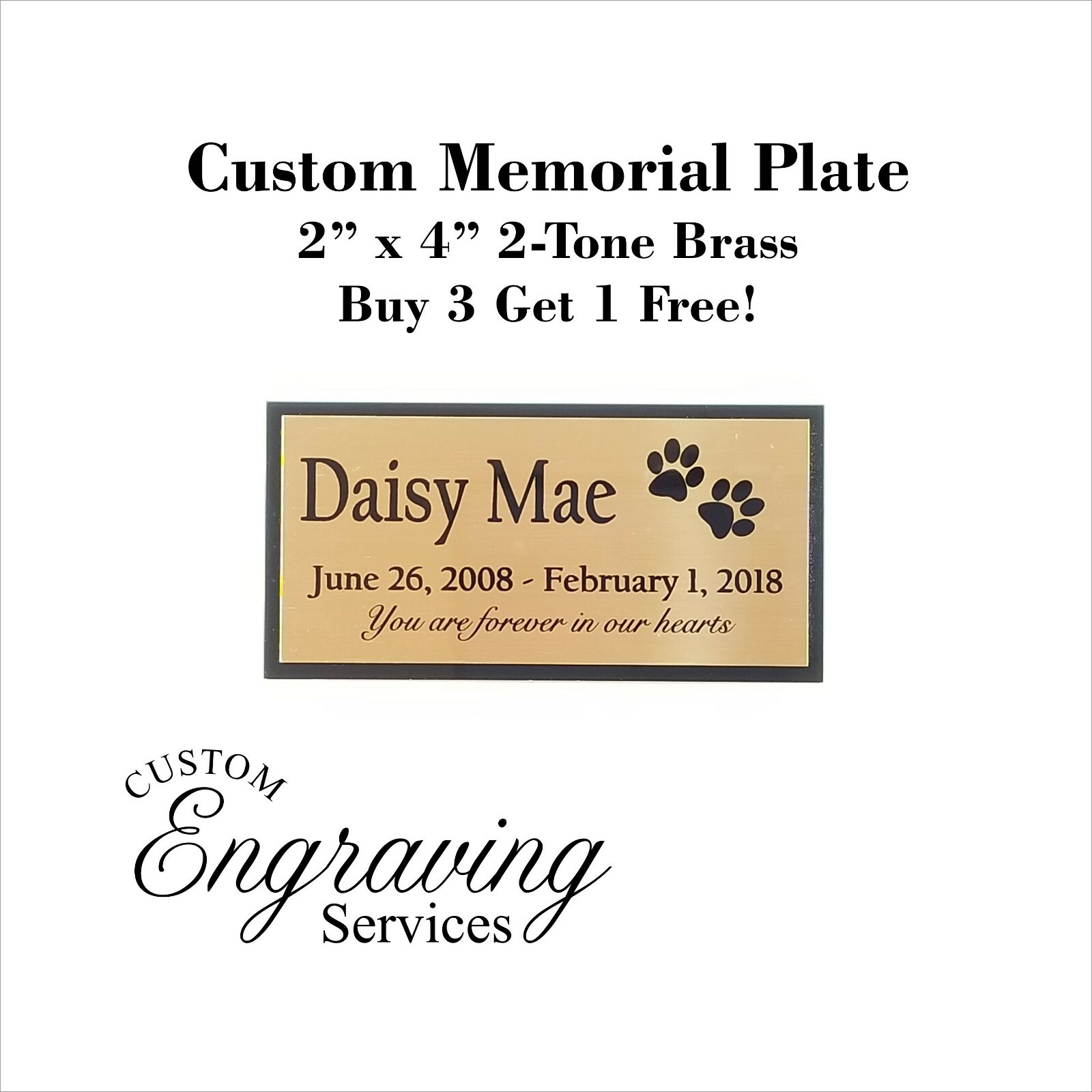 PET MEMORIAL PLATE – Beautiful Two Tone With Personalized Solid Brass Plate