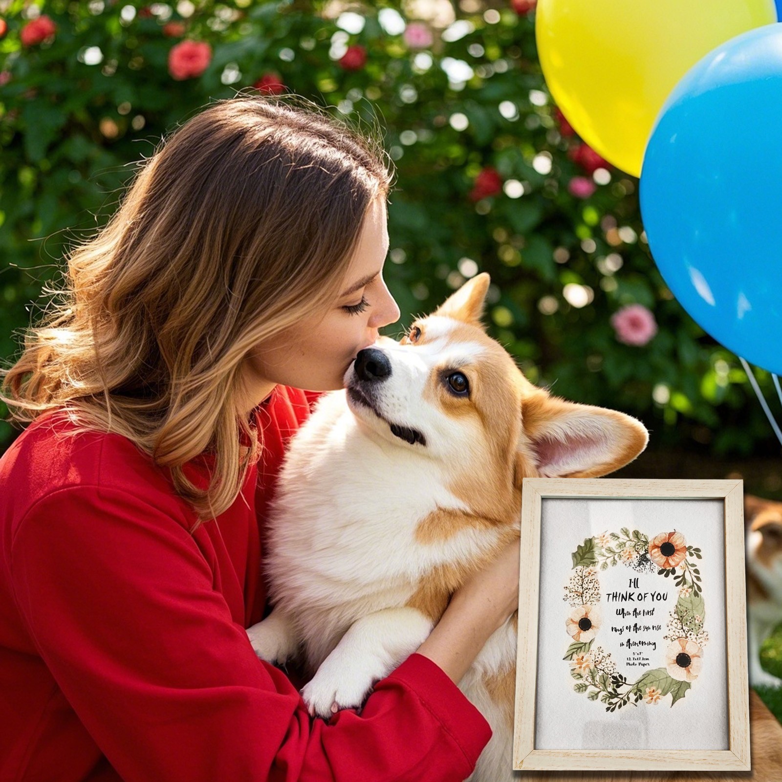 Pet Memorial Box-3 Photos & Paw Print Display with 180° Hinges for Dogs&Cats 5×7