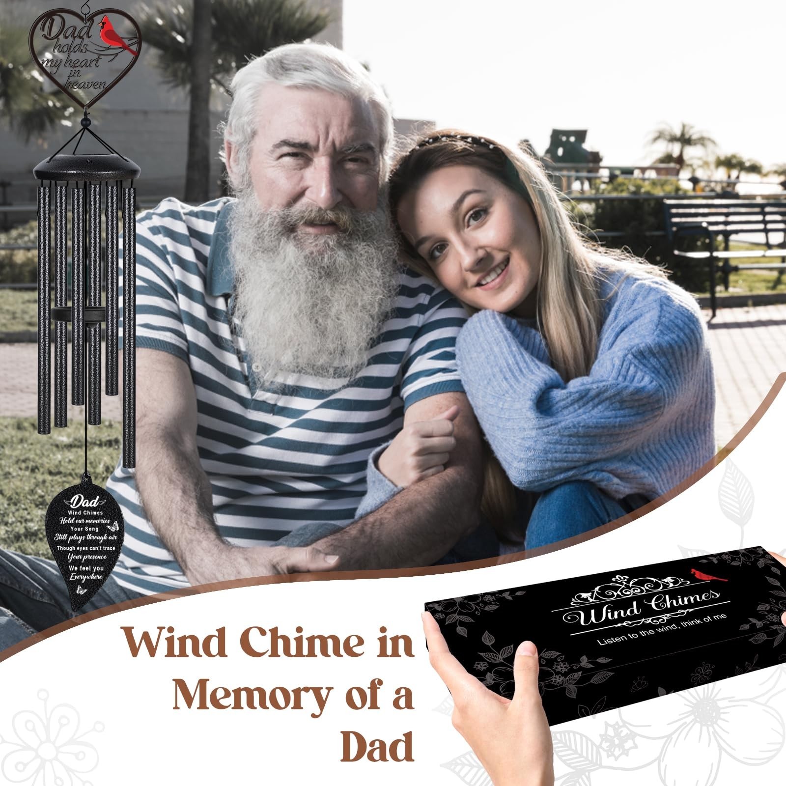 Sympathy Gifts for Loss of Dad, 30″ Memorial Wind Chimes Gift for Loss of Fat…