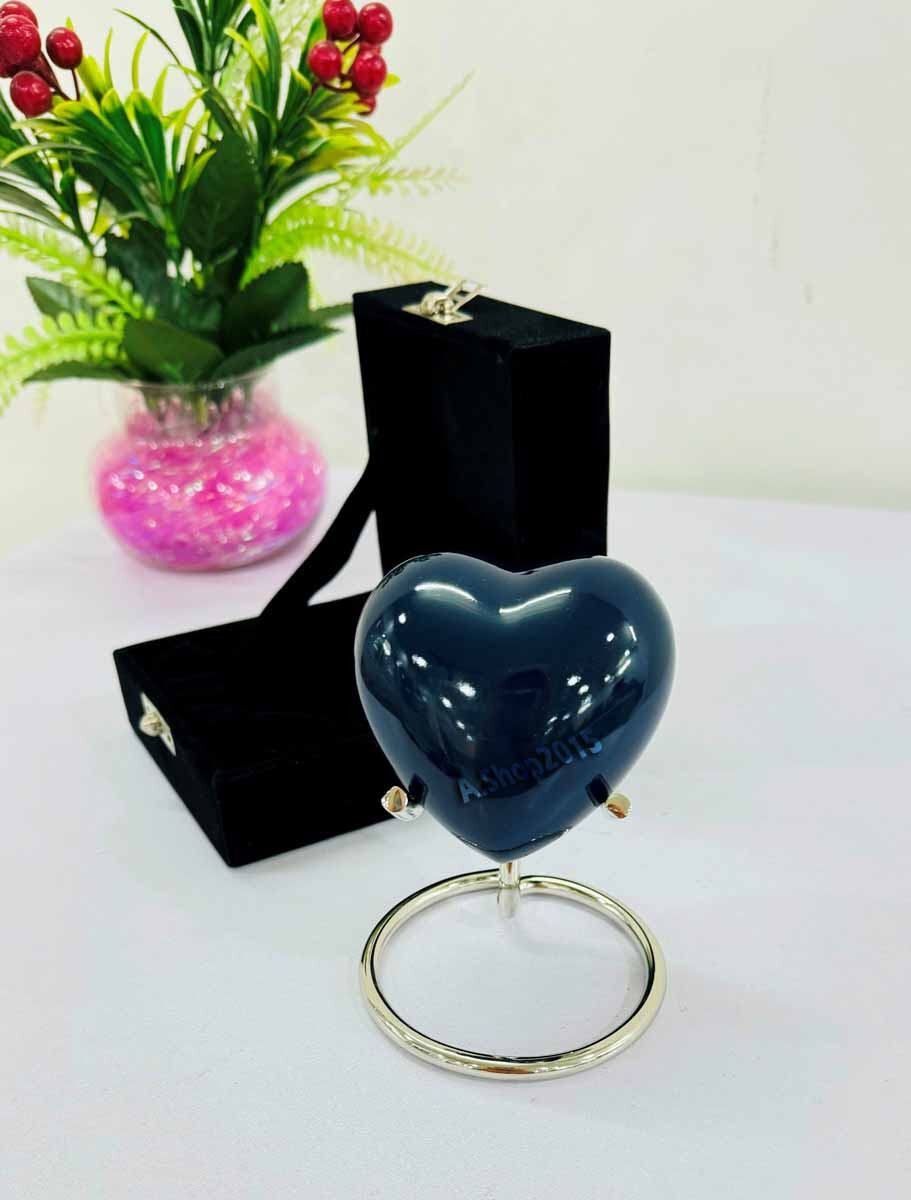 Heart Urn in Navy Blue Color / Small Urns for Human Ashes / Mini Urns for Human