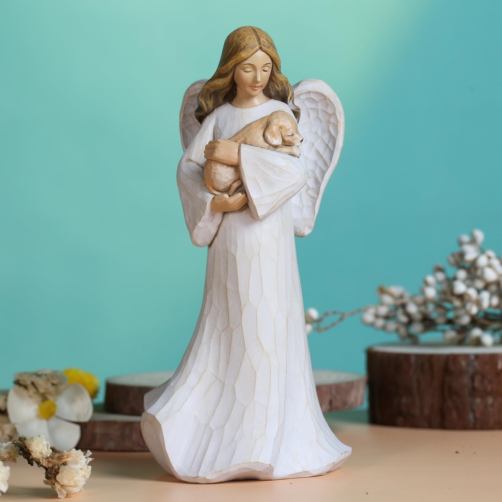 Dog Angel Figurines, 8 Inches Guardian Angel Gifts for Dog Lovers, Hand Paint…