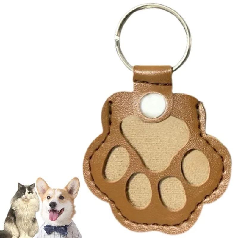 Pets Hair Memorial Keepsake Keychain PU Leather Dog Cat Storage Pouch Bag Charm