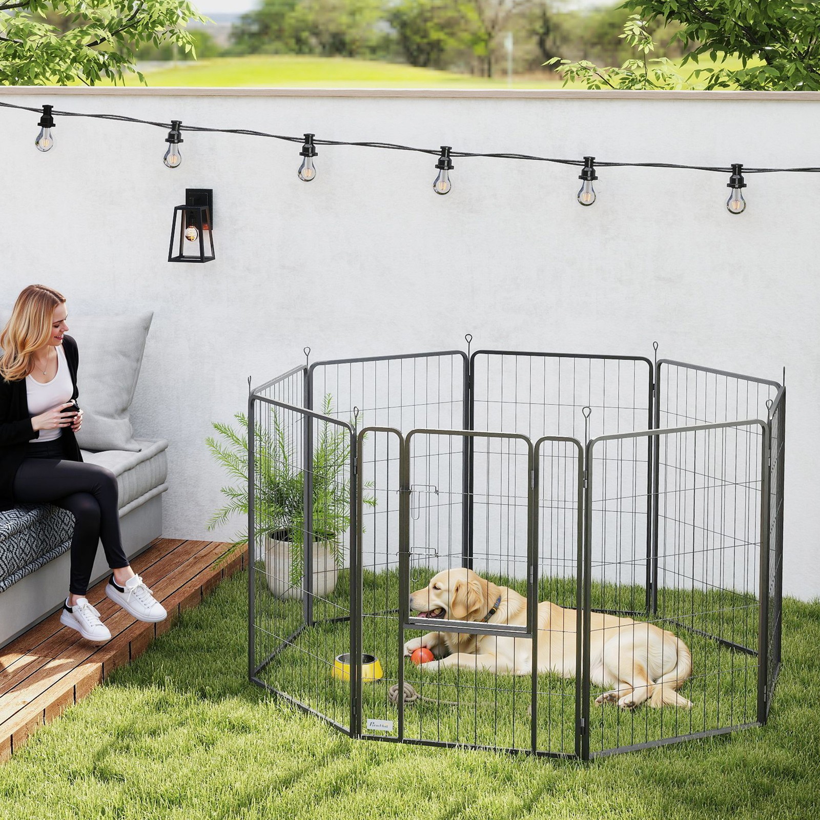 39 Inch Exercise Pen, Heavy Duty Dog Playpen, 8 Panel Metal Pet Fence for Medium