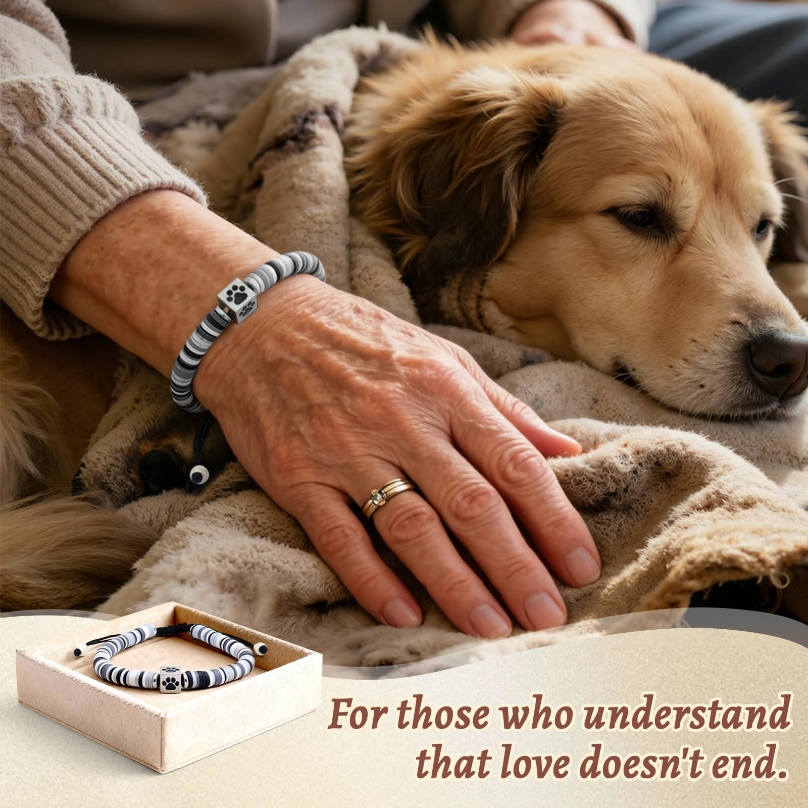 Dog Memorial Bracelet – Adjustable Pet Keepsake with Paw & Heart Charm, Sympa…