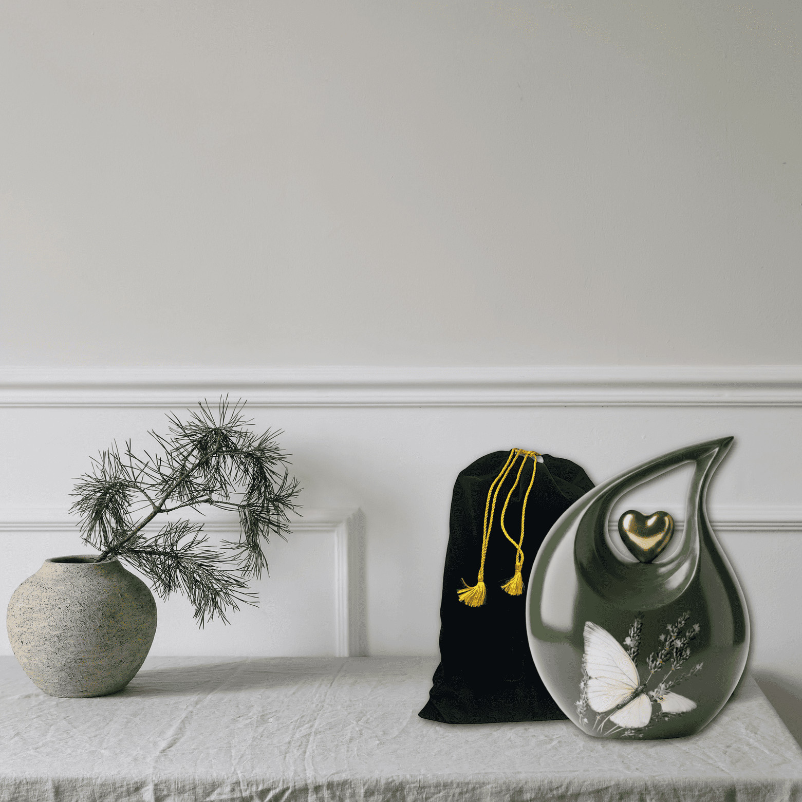 Green Teardrop Cremation Urn Adult Human Ashes 200 Cu In Memorial Female Earns
