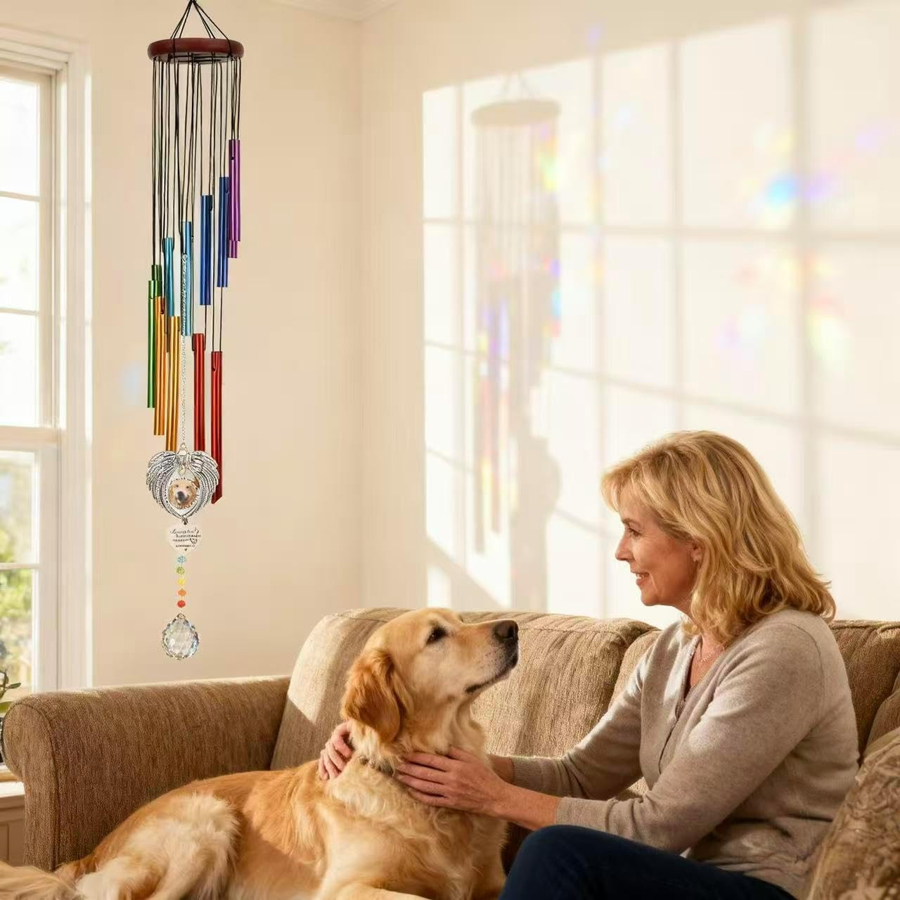 Dog Memorial Wind Chime, Sympathy Gift for Loss of Dog, Rainbow Bridge Remembran