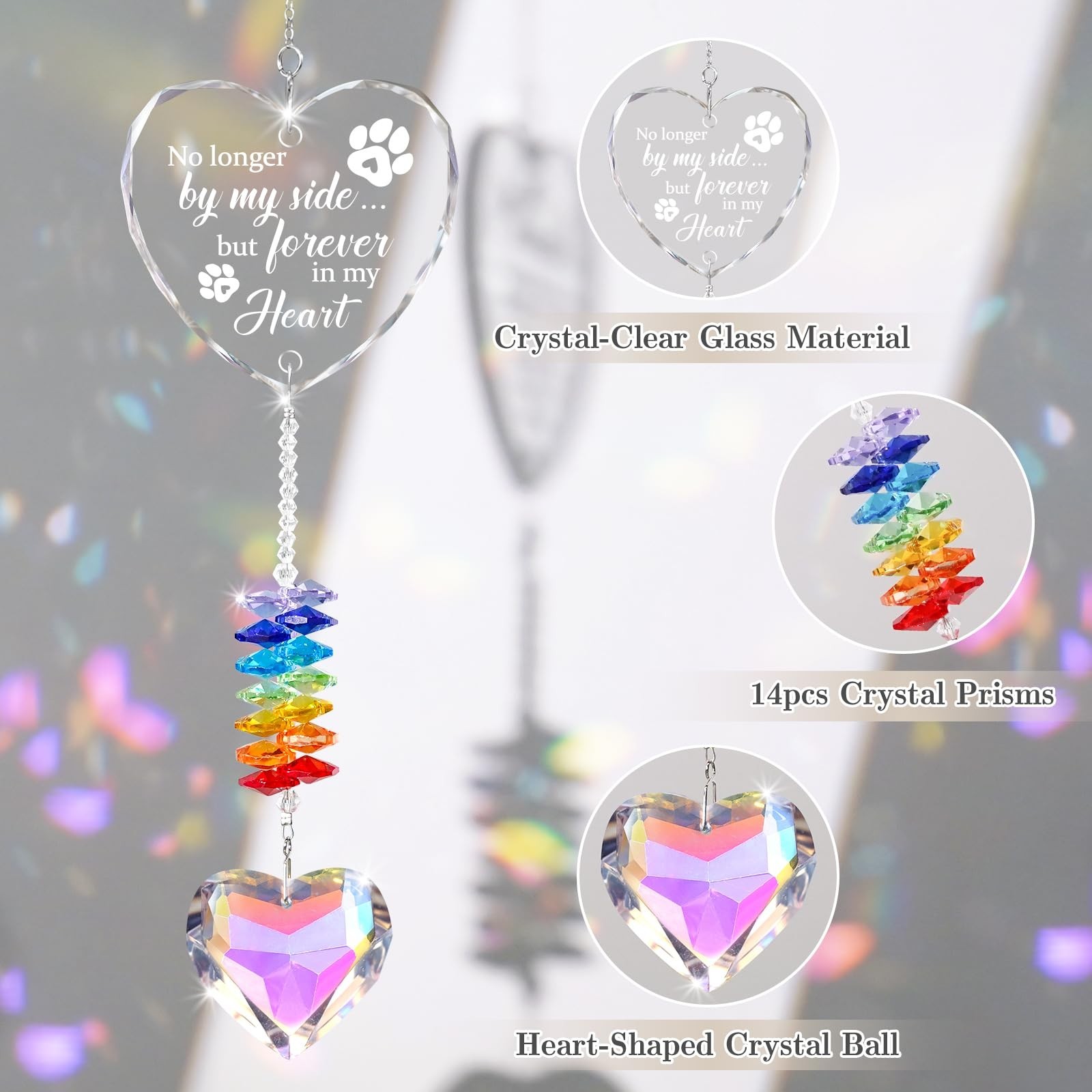 Dog Memorial Crystal Suncatcher, Pet Memorial Gifts for Dogs, Loss of Dog Sym…