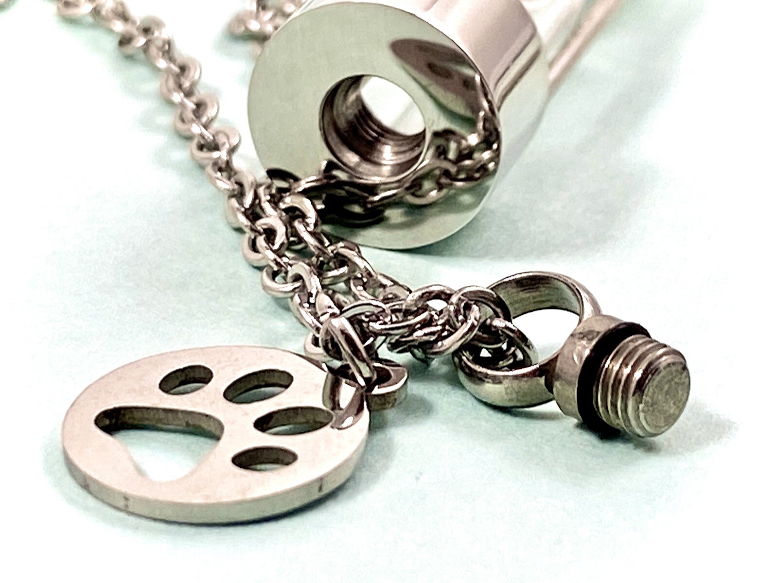 Pet Cremation Jewelry Urn Necklace Hourglass for Ashes Dog Cat Paw Print Charm