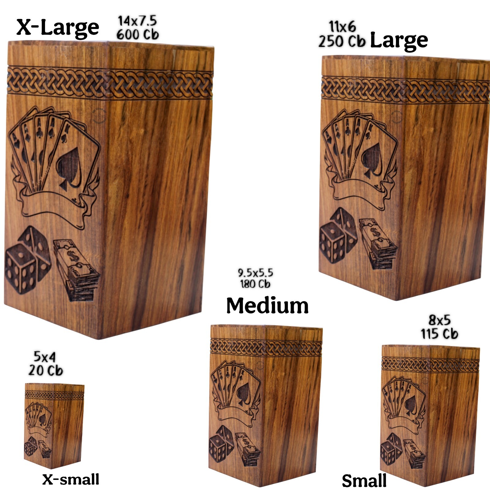 Casino Playing Card with Rolling Dice Wooden Urns box for Human Ash Male female