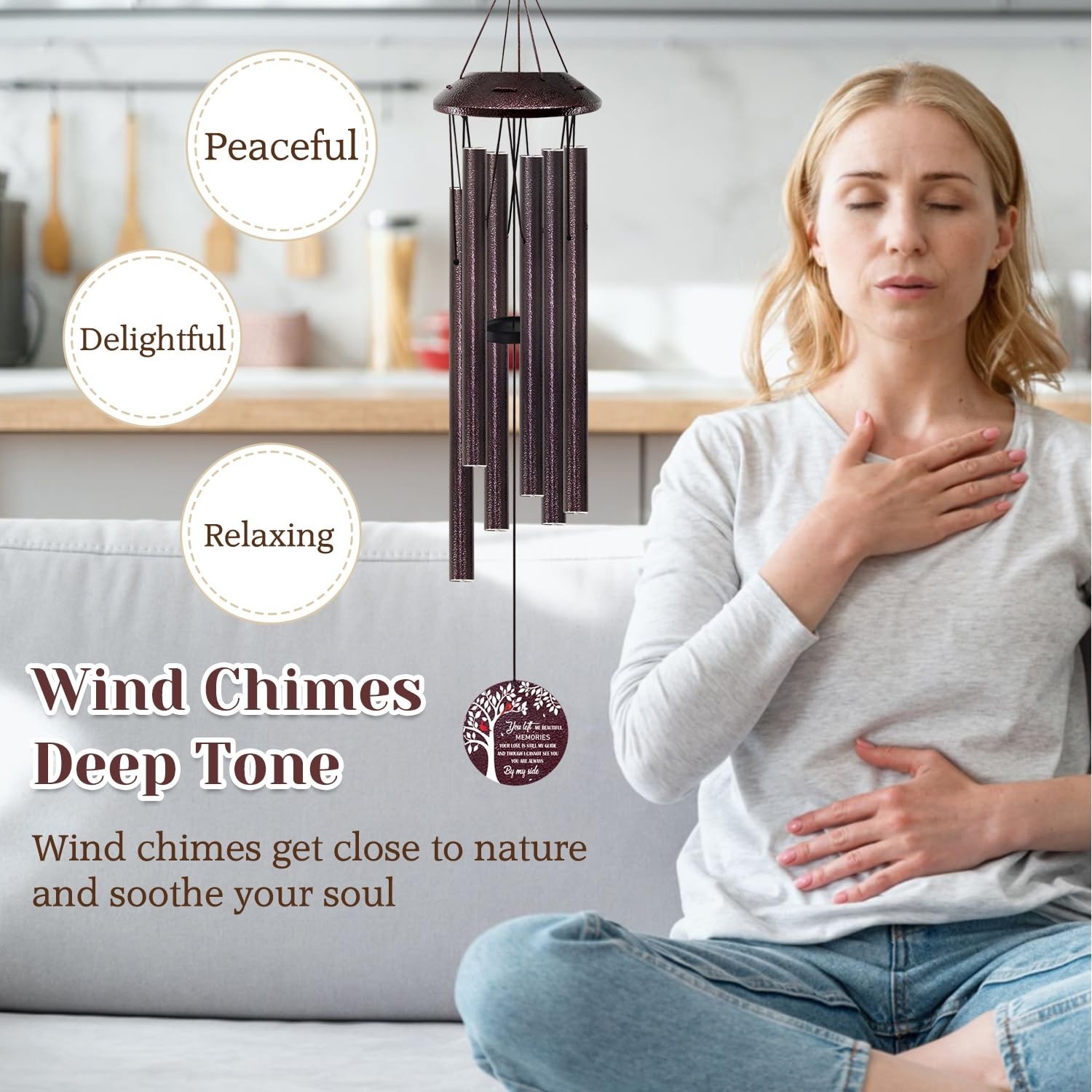 Memorial Gifts for Loss of Mom/Dad – 32″ Cardinal Sympathy Wind Chimes with T…