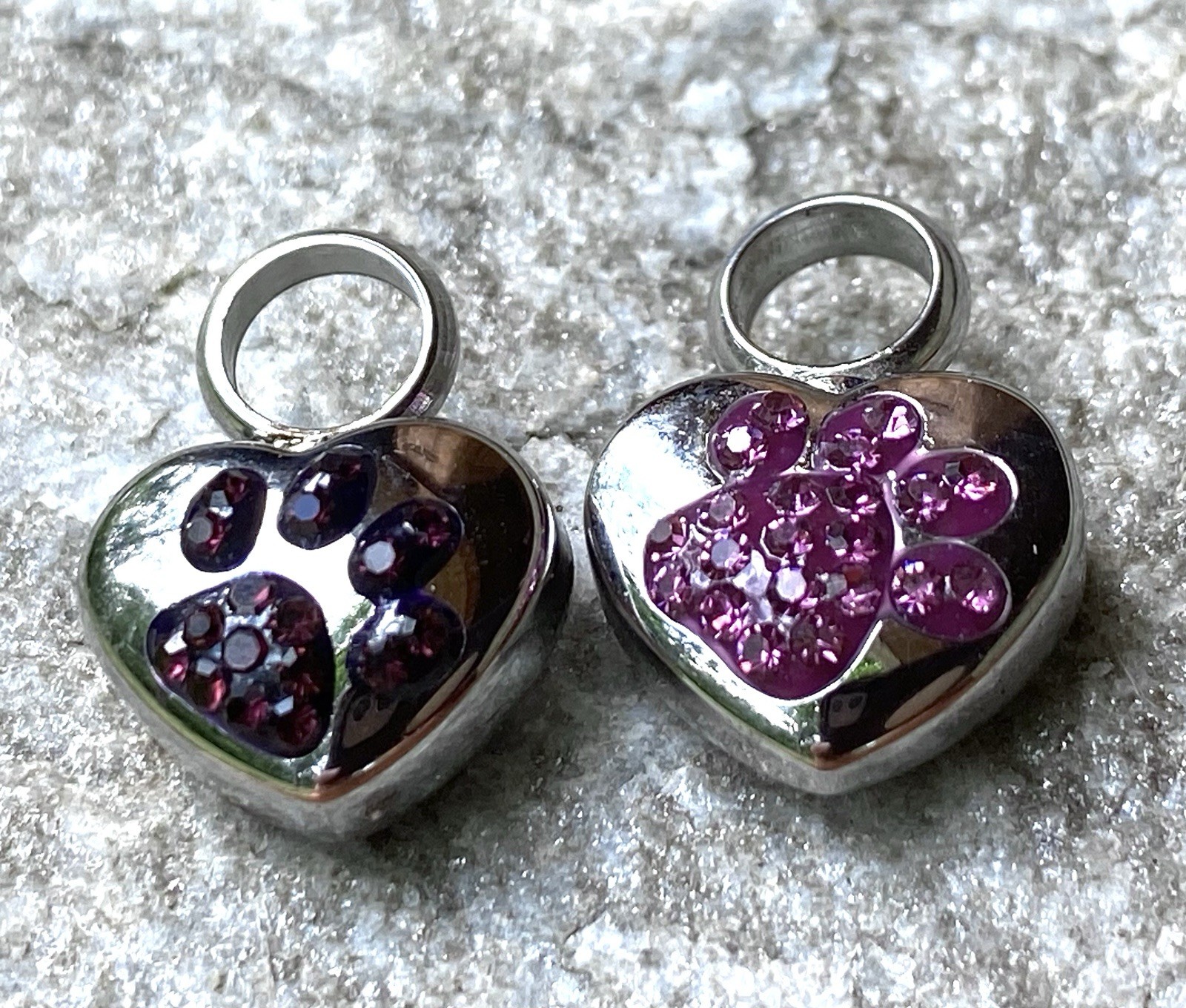 Tiny Pet Cremation Pendant Necklace Girls Ladies Crystal Paw Print Blue Purple