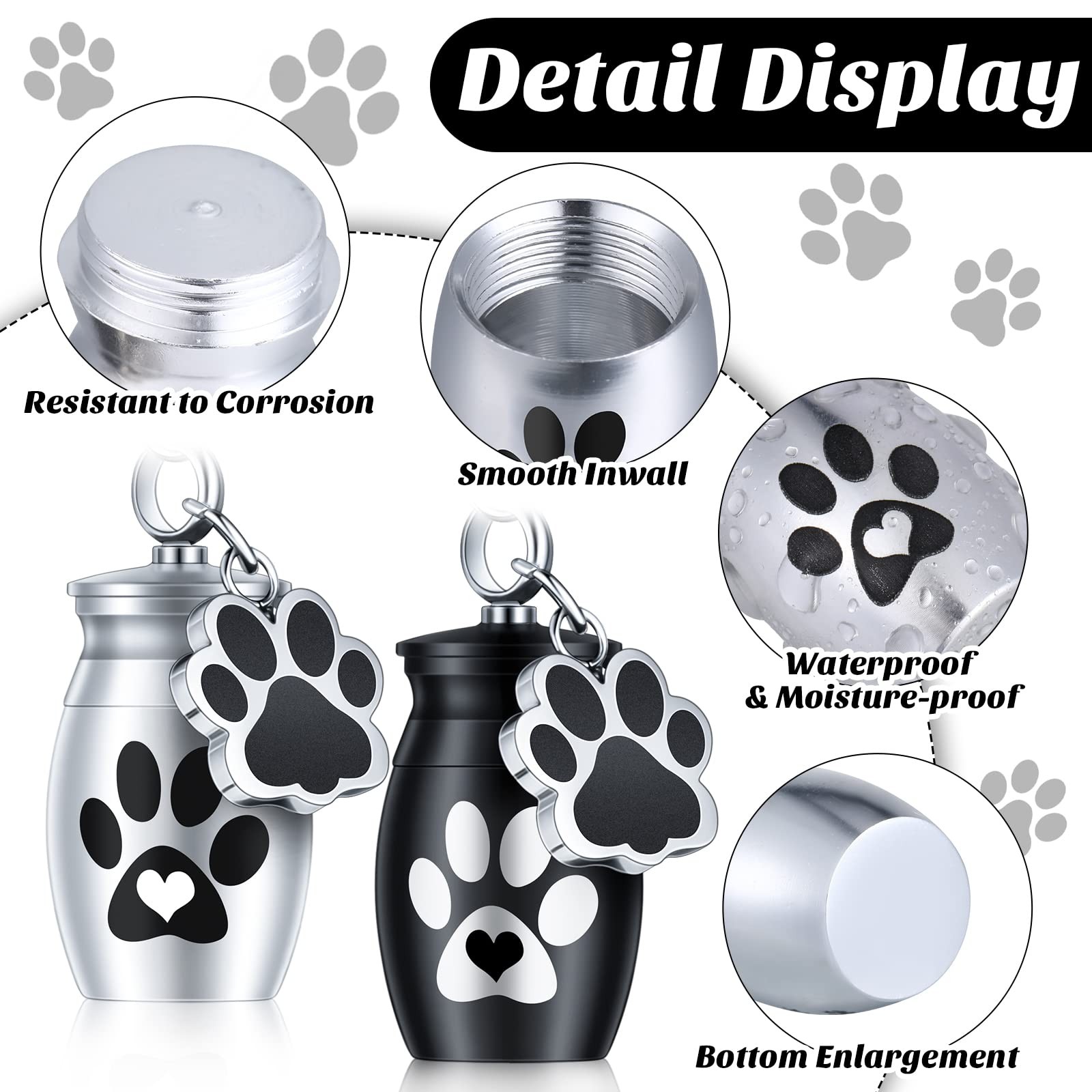 2 Pcs Pet Dog Urns Keychain for Ashes with 2 Storage Bags Small Cat Cremation…