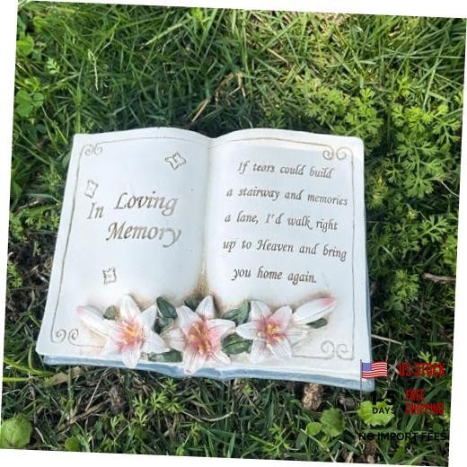 Resin Memorial Book, Book-Shaped Garden Stone, Outdoor Decor, in Loving Memory