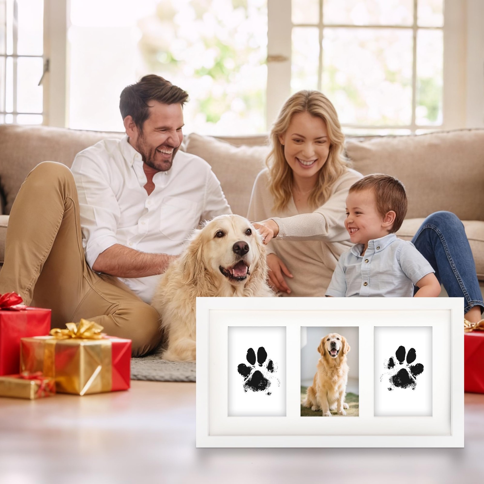 Dog Paw Print Kit with Frame, Inkless Paw Print Kit for Dogs and Cats, Pet Me…