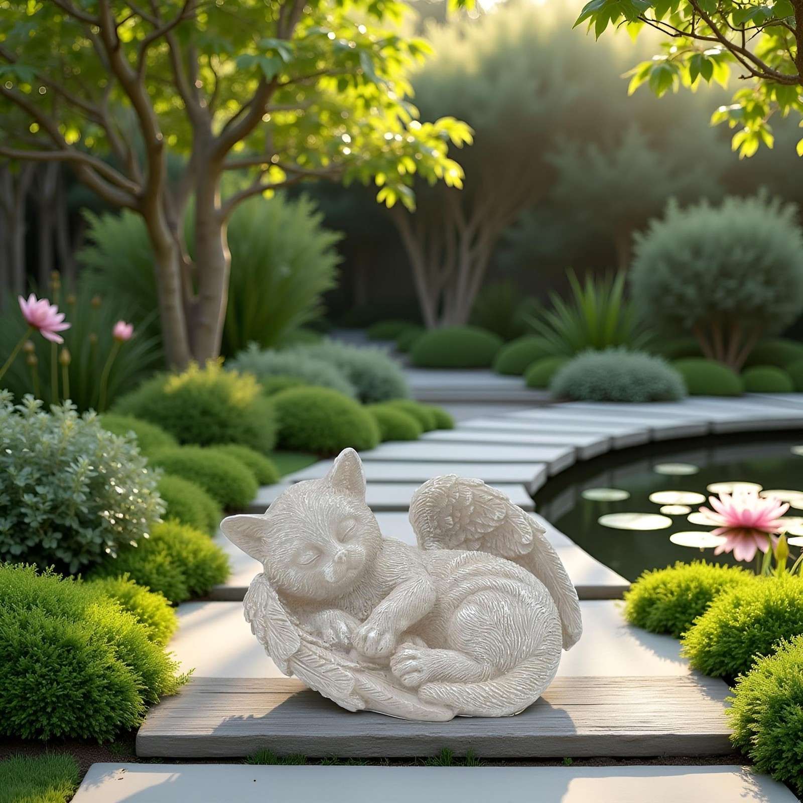 Small Cat Memorial Stone Commemorates Our Lost Fur Baby,Peaceful Sleeping Ang…