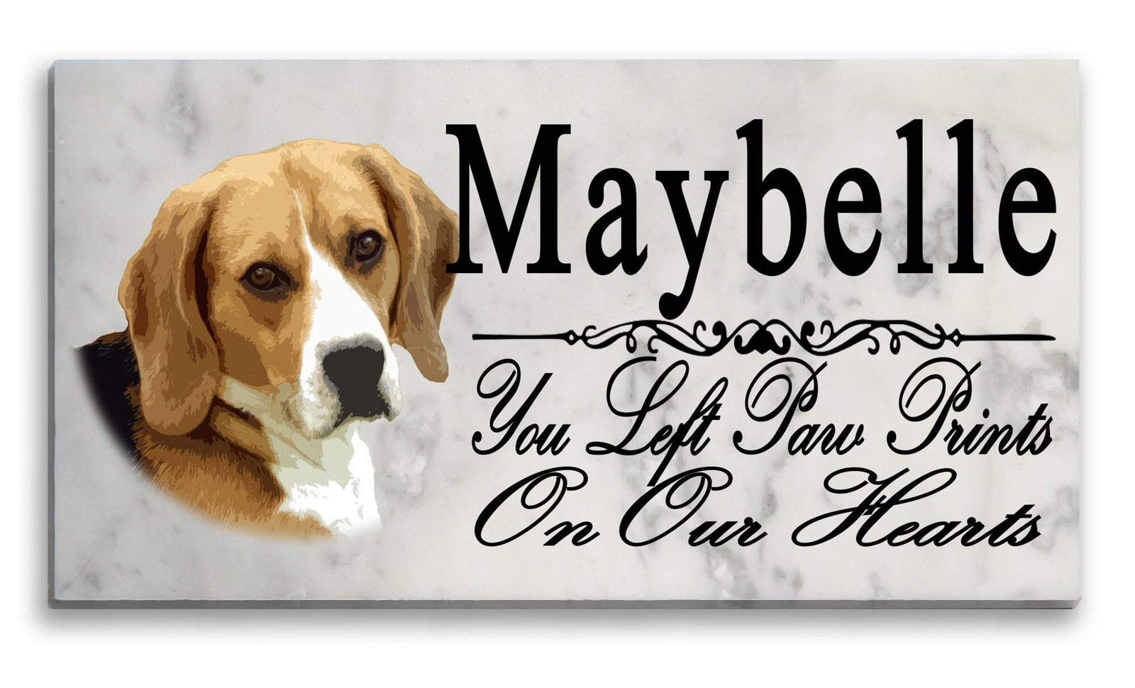 Beagle Memorial Marble Stone Plaque Personalized Garden Plaque Grave Marker Outd
