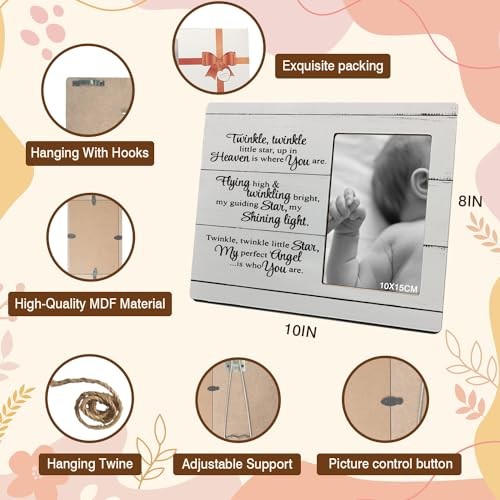 Miscarriage Angel Memorial Picture Frame, Baby Loss Gifts for Mothers and