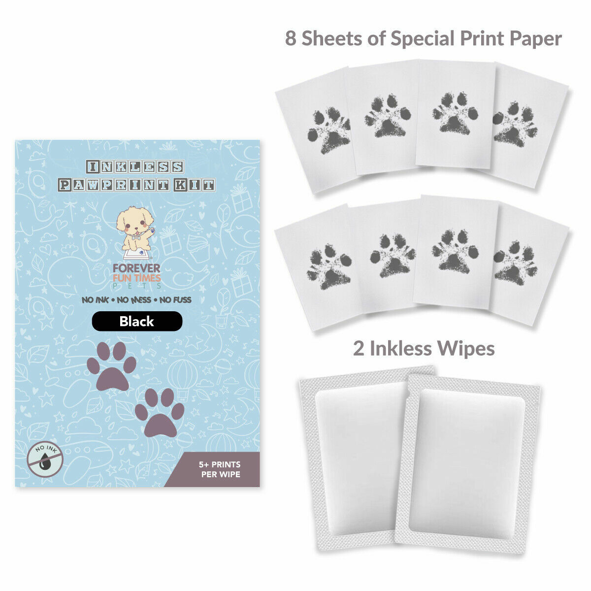 Pet Inkless Wipe Paw Print Kit – 100% Safe and Pet-Friendly for Your Dog or Cat
