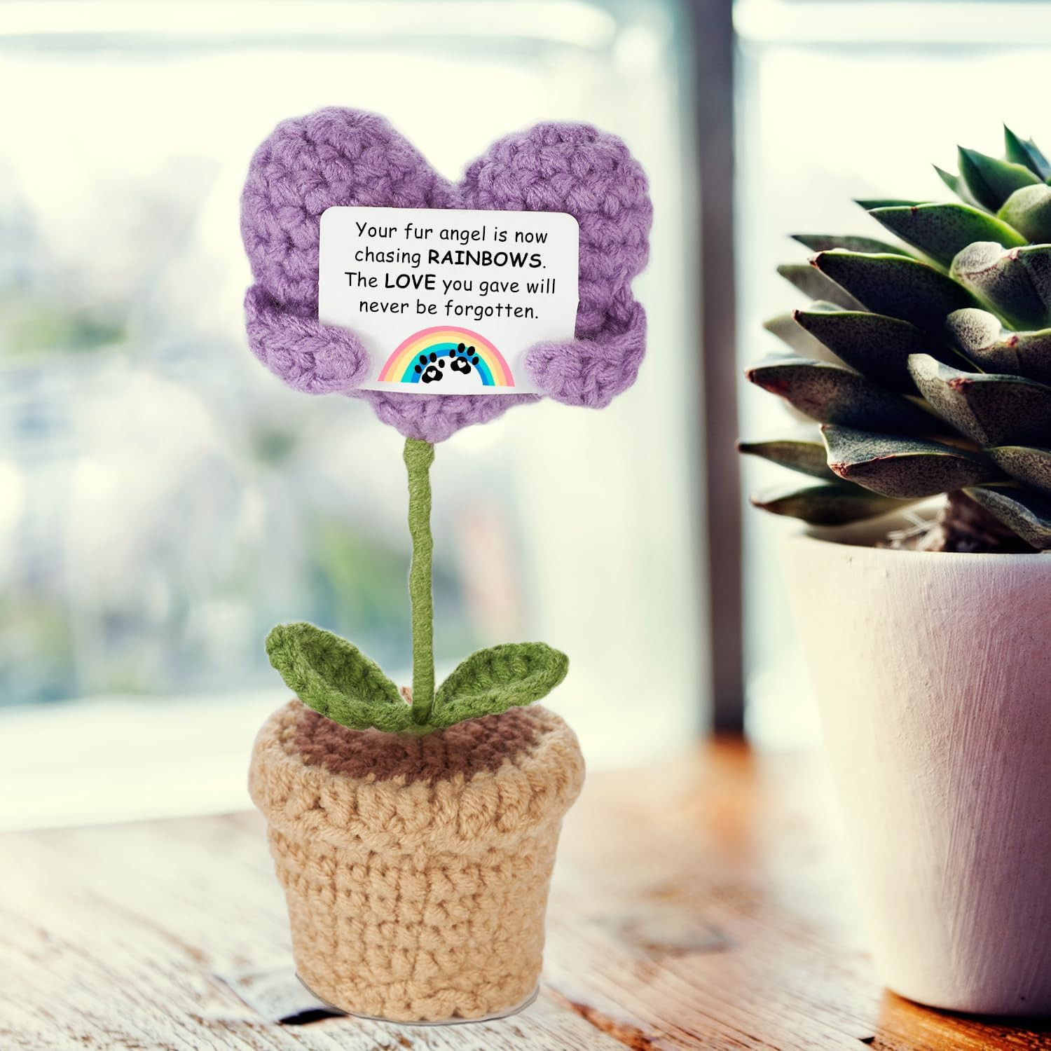 Pet Loss Sympathy Gift – Positive Crochet with Heart-Warming Card – Pet Memorial