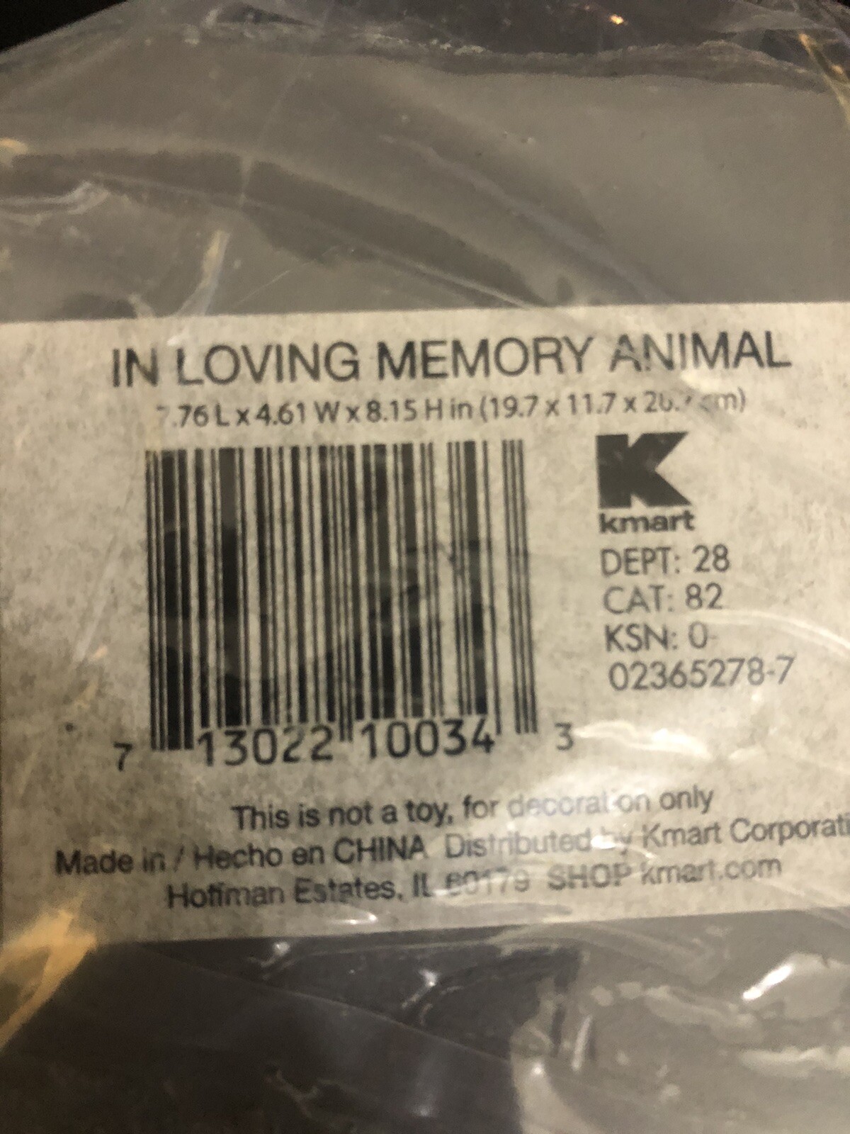 Kmart In Loving Memory Dog Memorial Imitation Stone