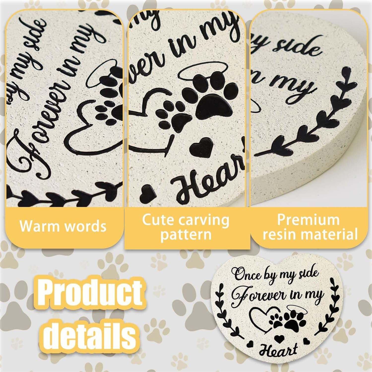 Pet Memorial Stones for Dogs, Garden Resin Dog Memorial Gifts for Loss of Dog, H