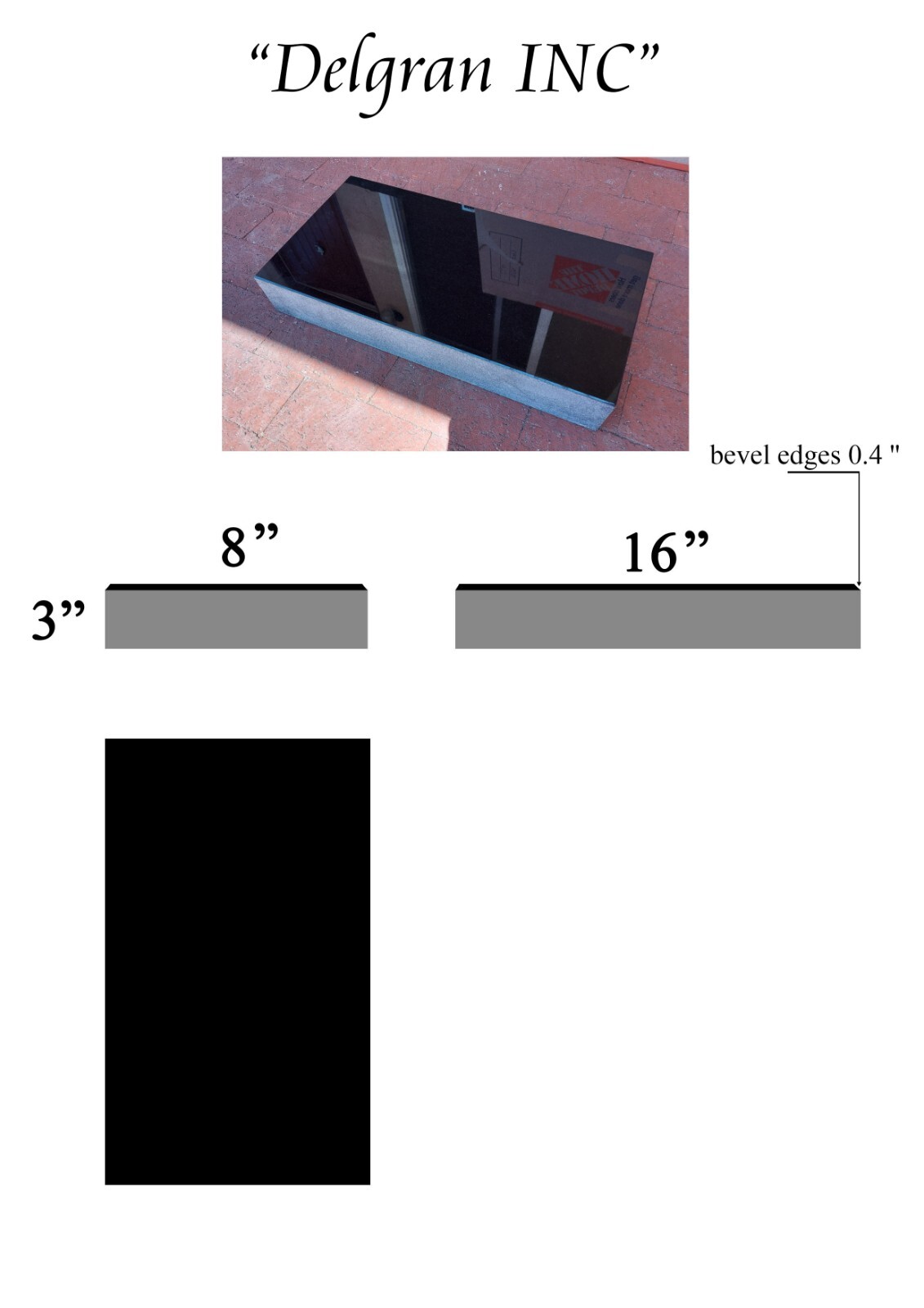 16″х8″х3″ inch Large Pet Headstone  Diamond Engraved on the Grave Marker Granite
