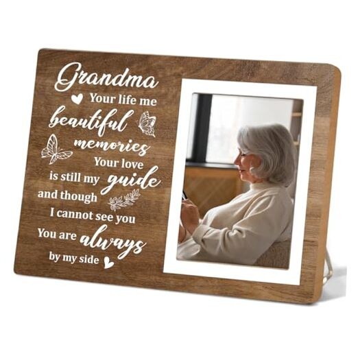 Grandma Memorial Picture Frame – 4×6 Wooden Photo Frame,Sympathy Gift for Loss