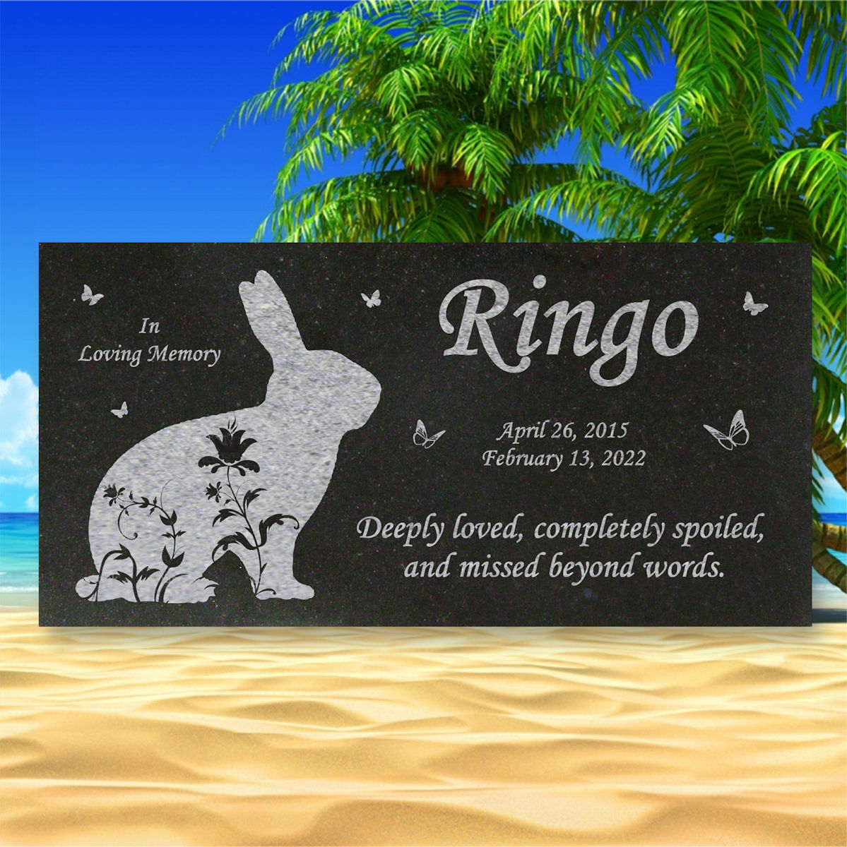 Personalized Pet Rabbit Memorial – Granite Pet Memorial – 6×12 – Ringo
