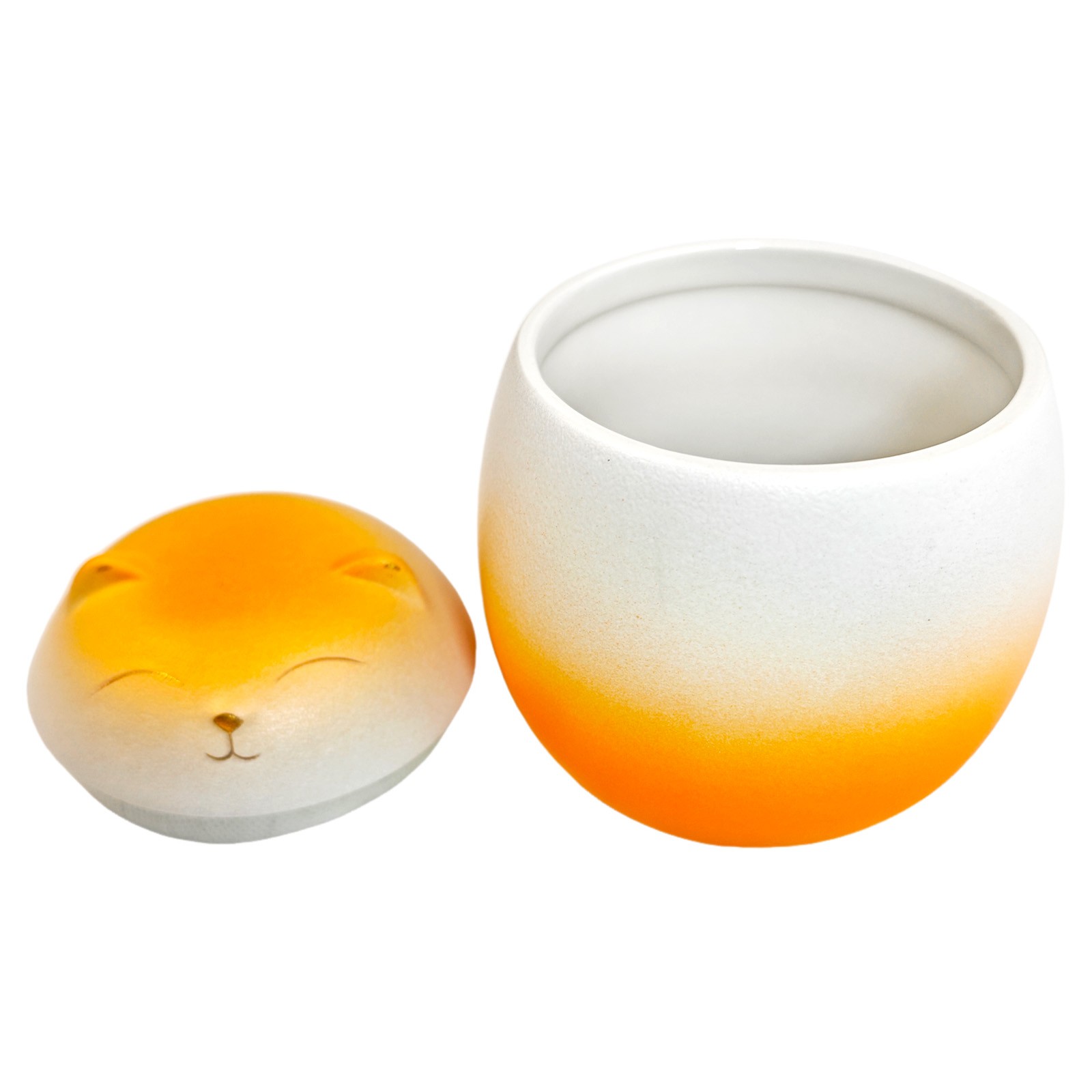 Smiley Cat Shaped Pet Urn 4.9 x 4.3 inches For Cat Ashes(Orange-White gradien L)