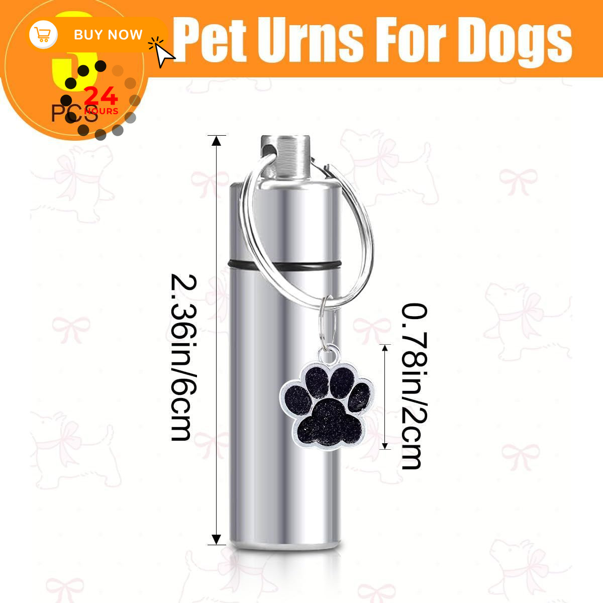 Asaisimg 3 Pcs Mini Urn for Dog Ashes, Waterproof Cremation Pet Urns Silver
