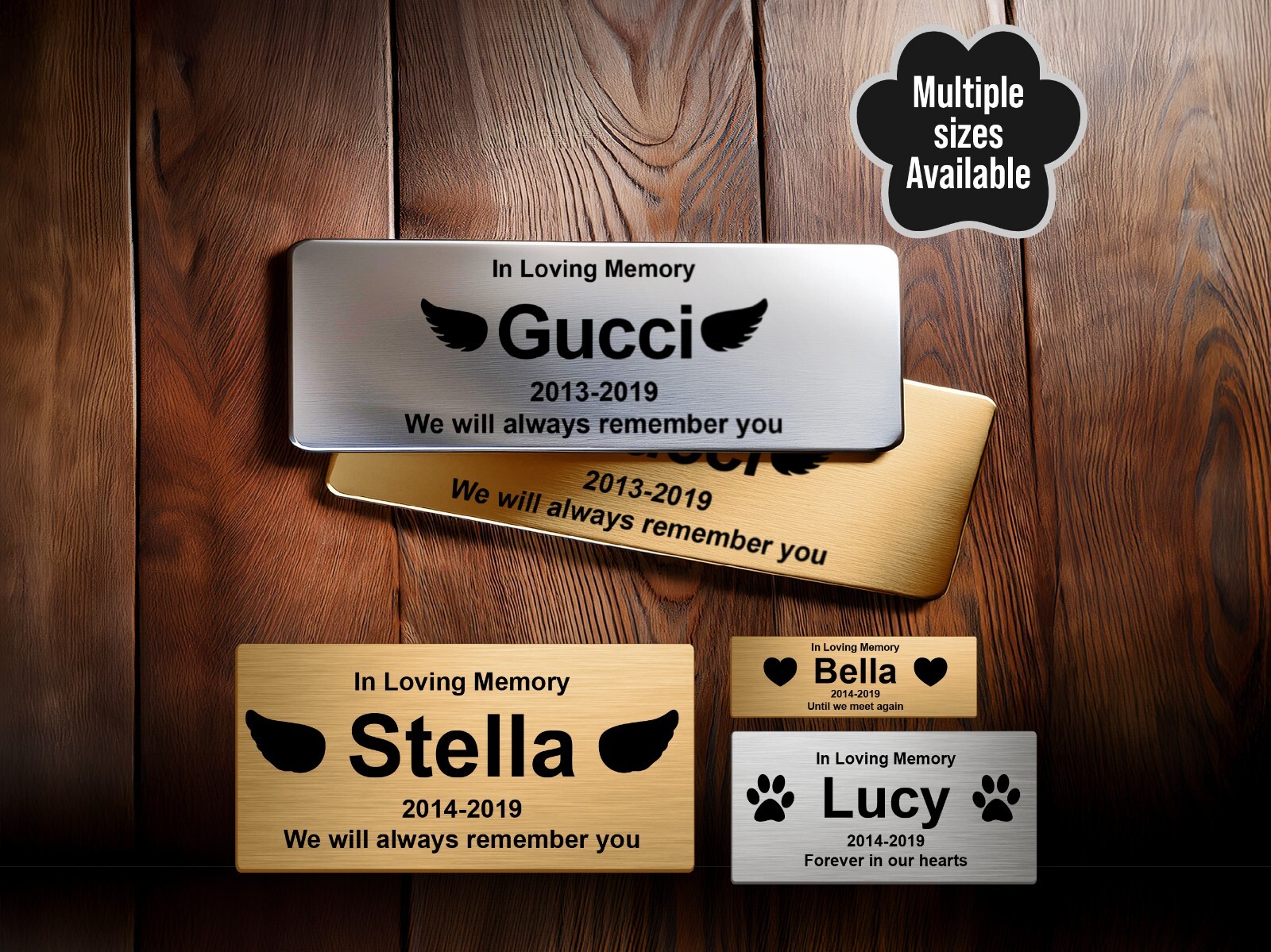 Custom Pet Memorial Urn Nameplate, Personalized Funerary Plaque for Dog Ashes