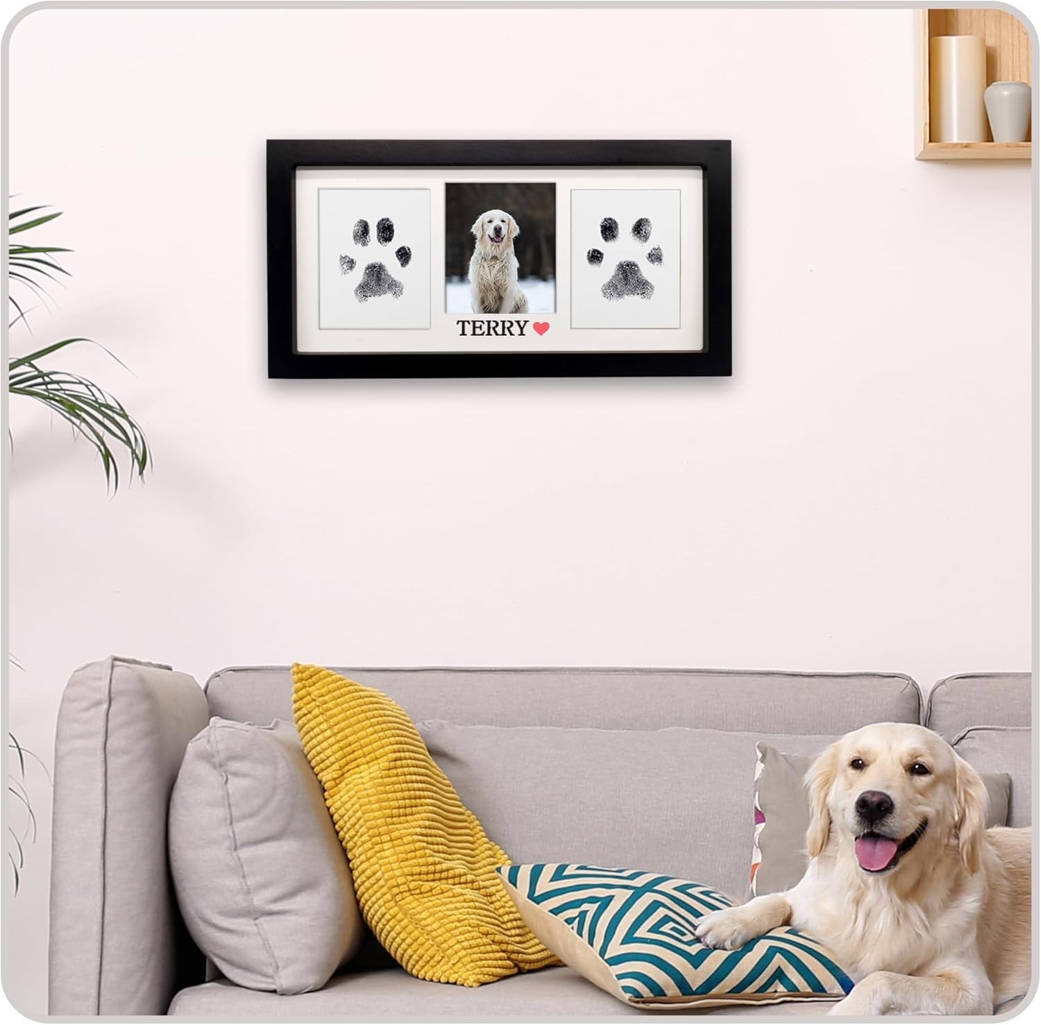Dog & Cat Paw Print Frame Kit with Ink Pads, Personalization, Memorial Gift