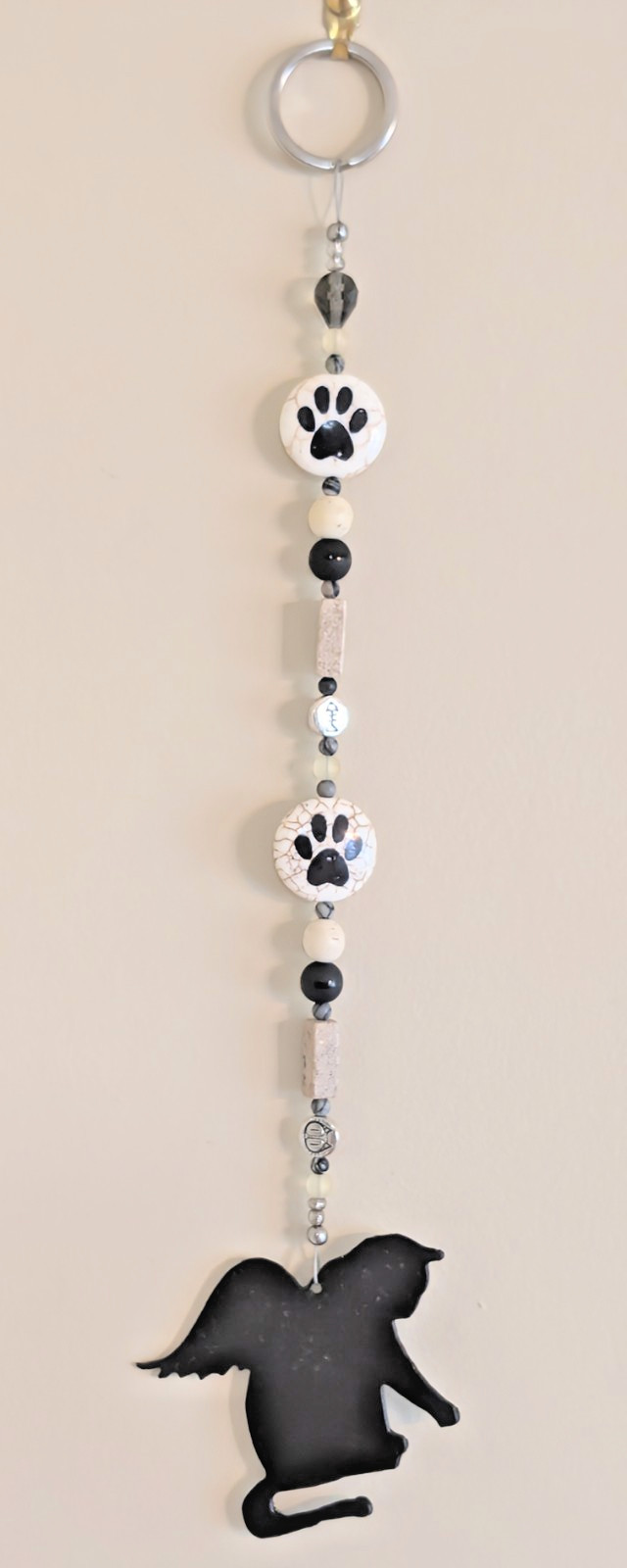 Handcrafted Metal Cat Memorial Bead Charm/Hanging New