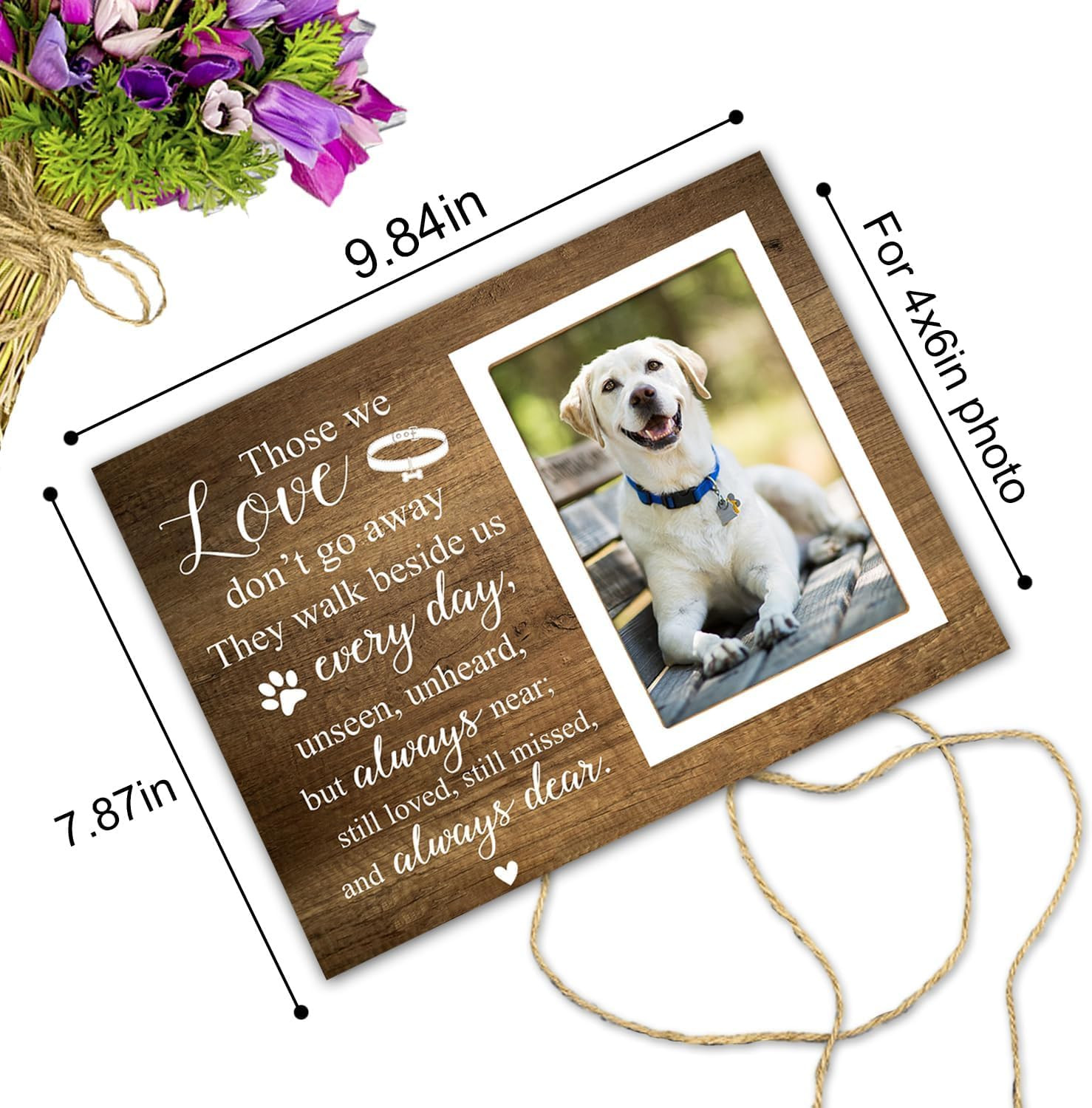 Pet Memorial Picture Frame Sympathy Gift Dog Remembrance Photo 4 X 6 In