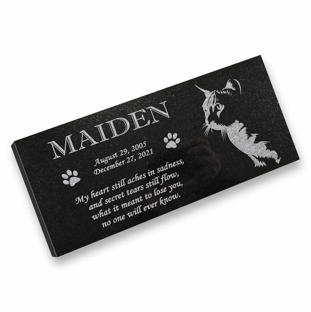 Personalized Cat Memorial – Granite Stone Pet Grave Marker – 6×12 – Maiden
