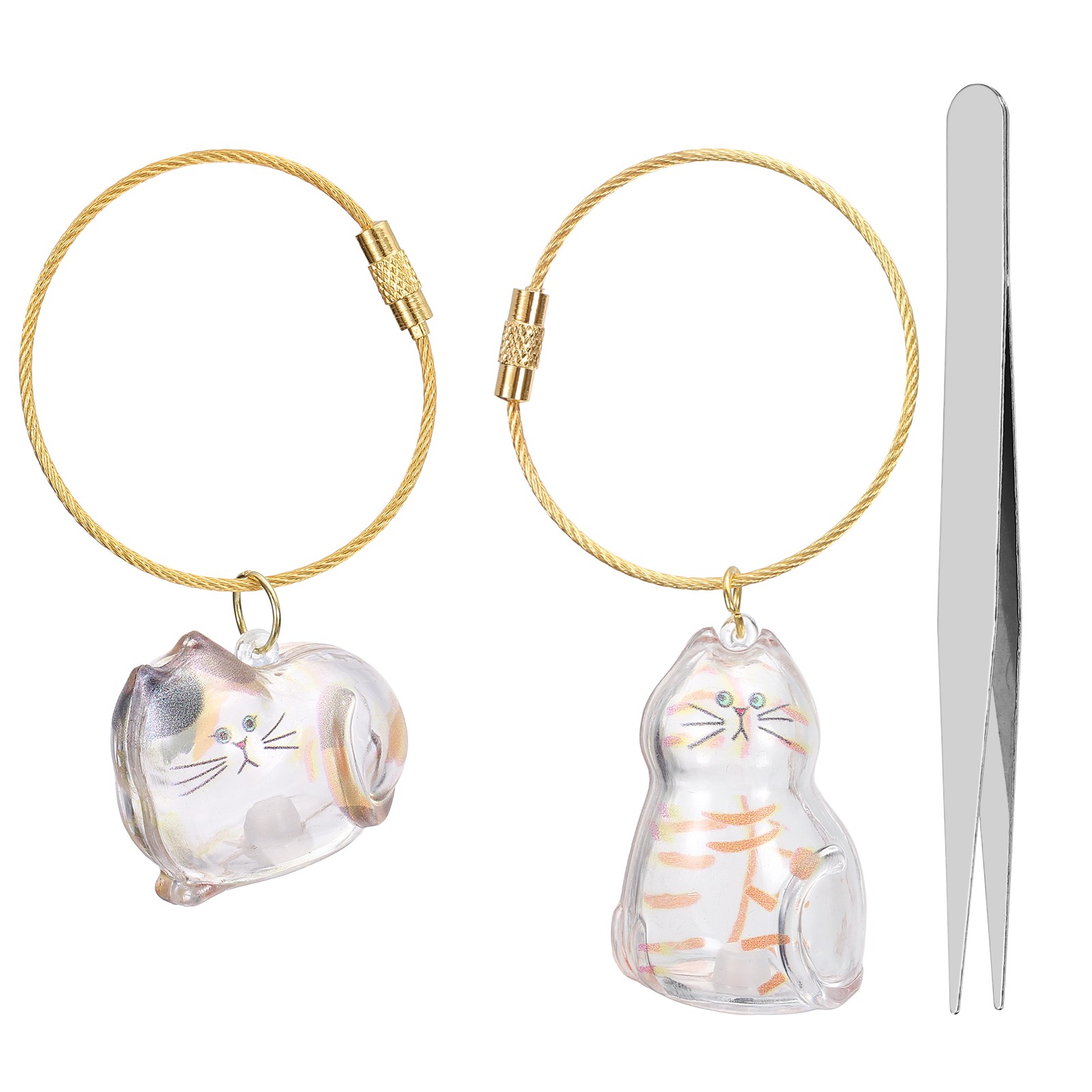 2Pcs Cat Hair Collector Keychain with Tweezers Style 8