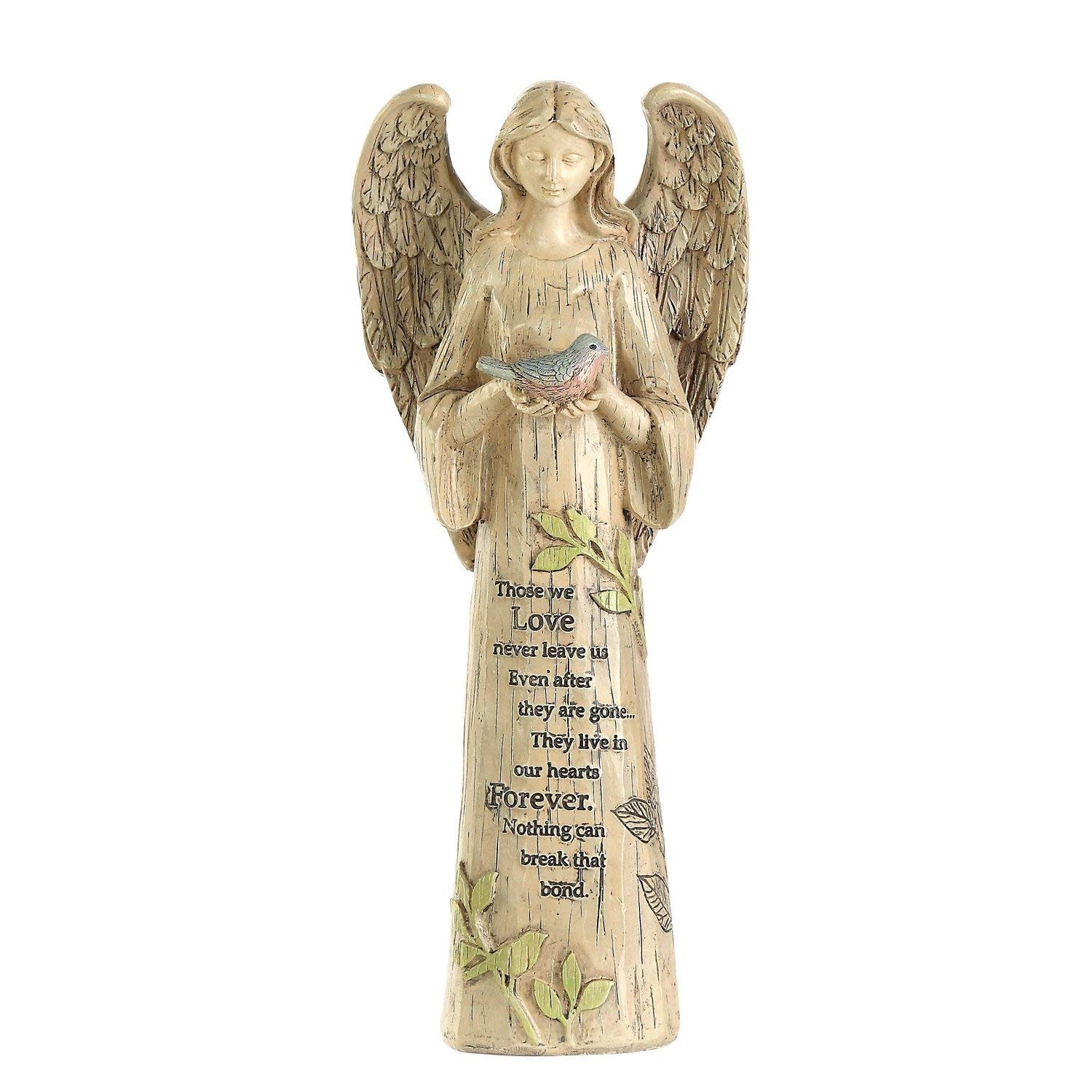 Memorial Angel Statue with Bird, Sympathy Gift for Loss of Loved One, 10 Inch…