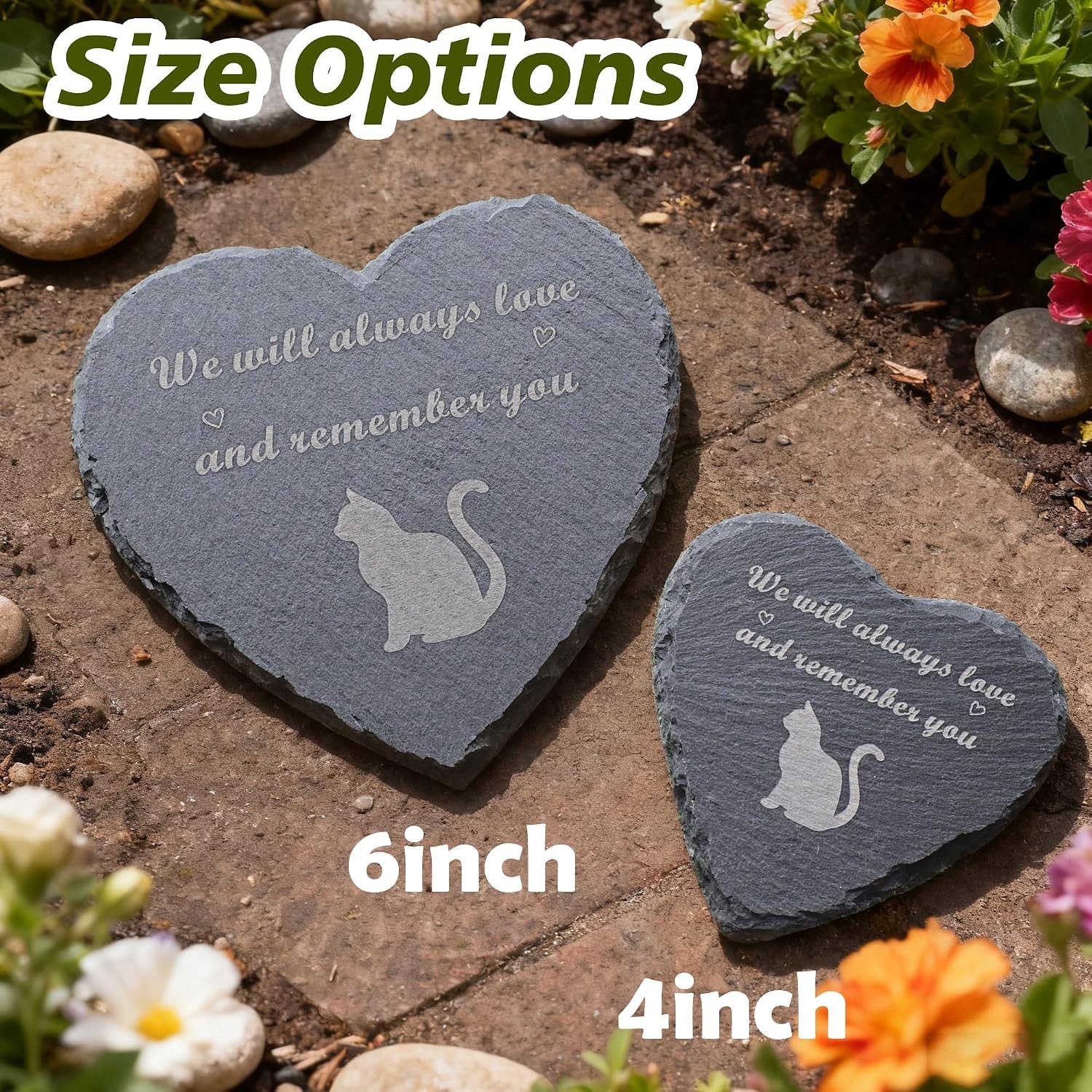 Heart Shaped Small Cat Memorial Stone 4 Inch Pet Memorial Gift Ideas