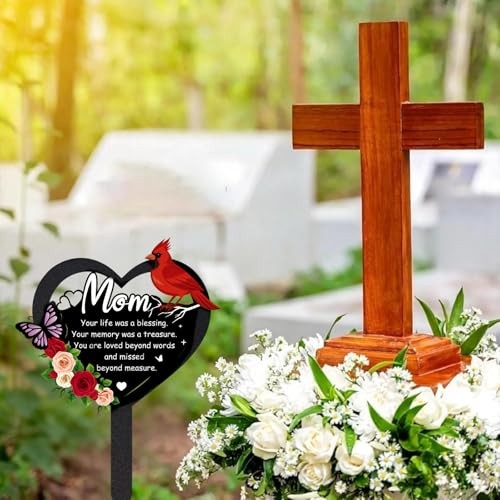 Grave Decorations for Cemetery – Memorial Metal Graves Stakes Outdoors Mom