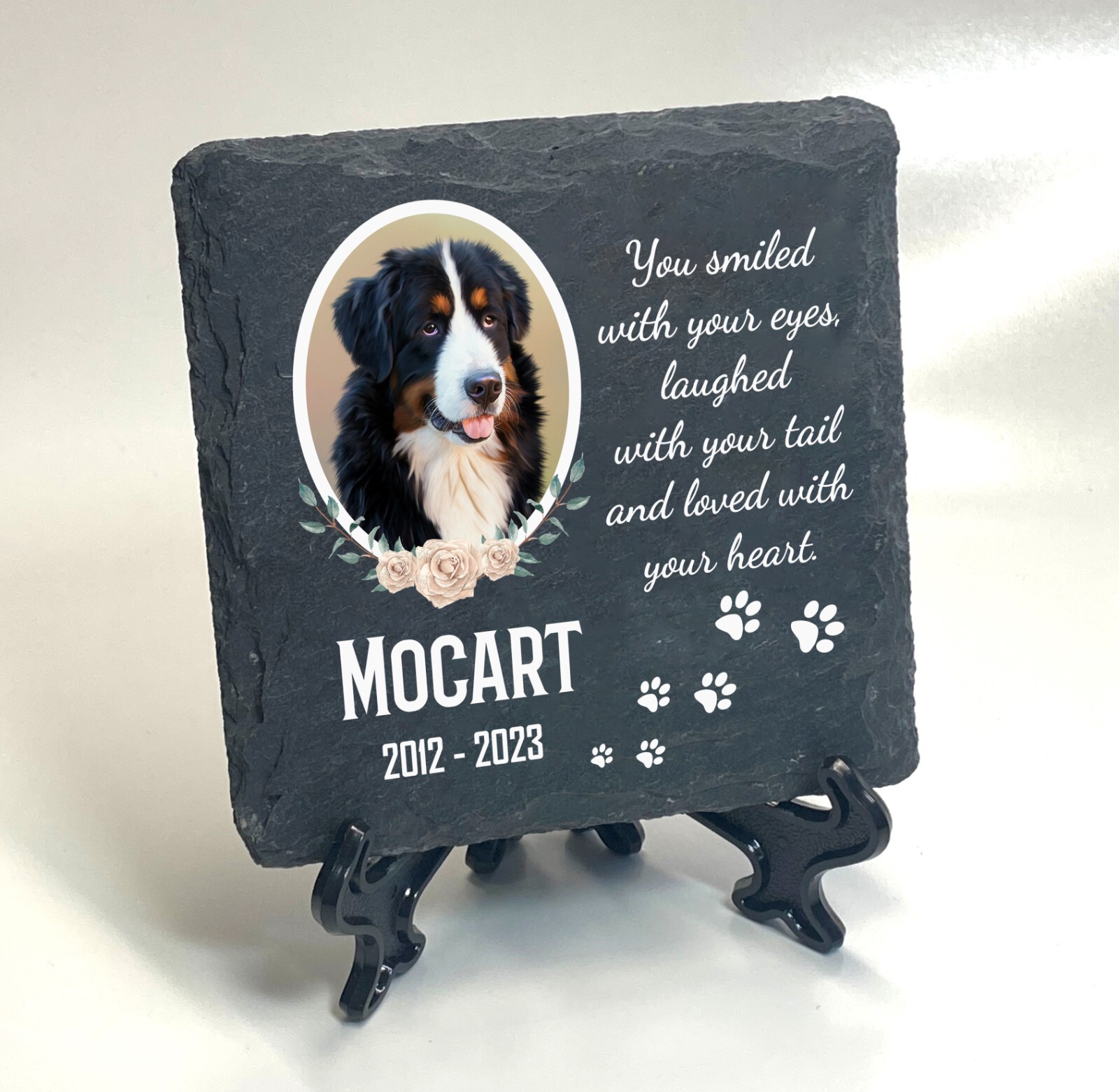 Personalised Pet Memorial Cat Dog Grave marker Keepsake Slate Tombstone 4”x4”