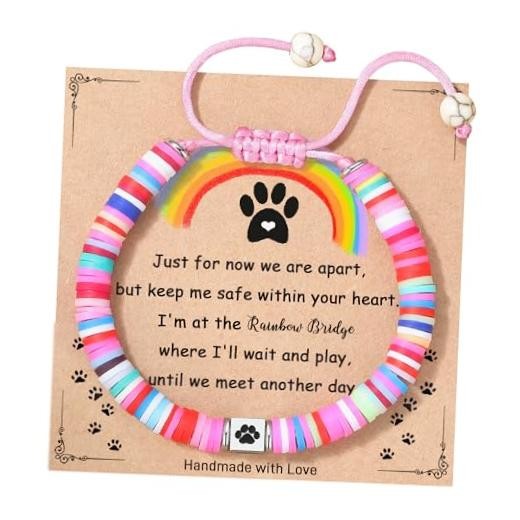 Dog Memorial Gifts, Pet Sympathy Rainbow Bridge Pet Memorial Bracelet Colorful