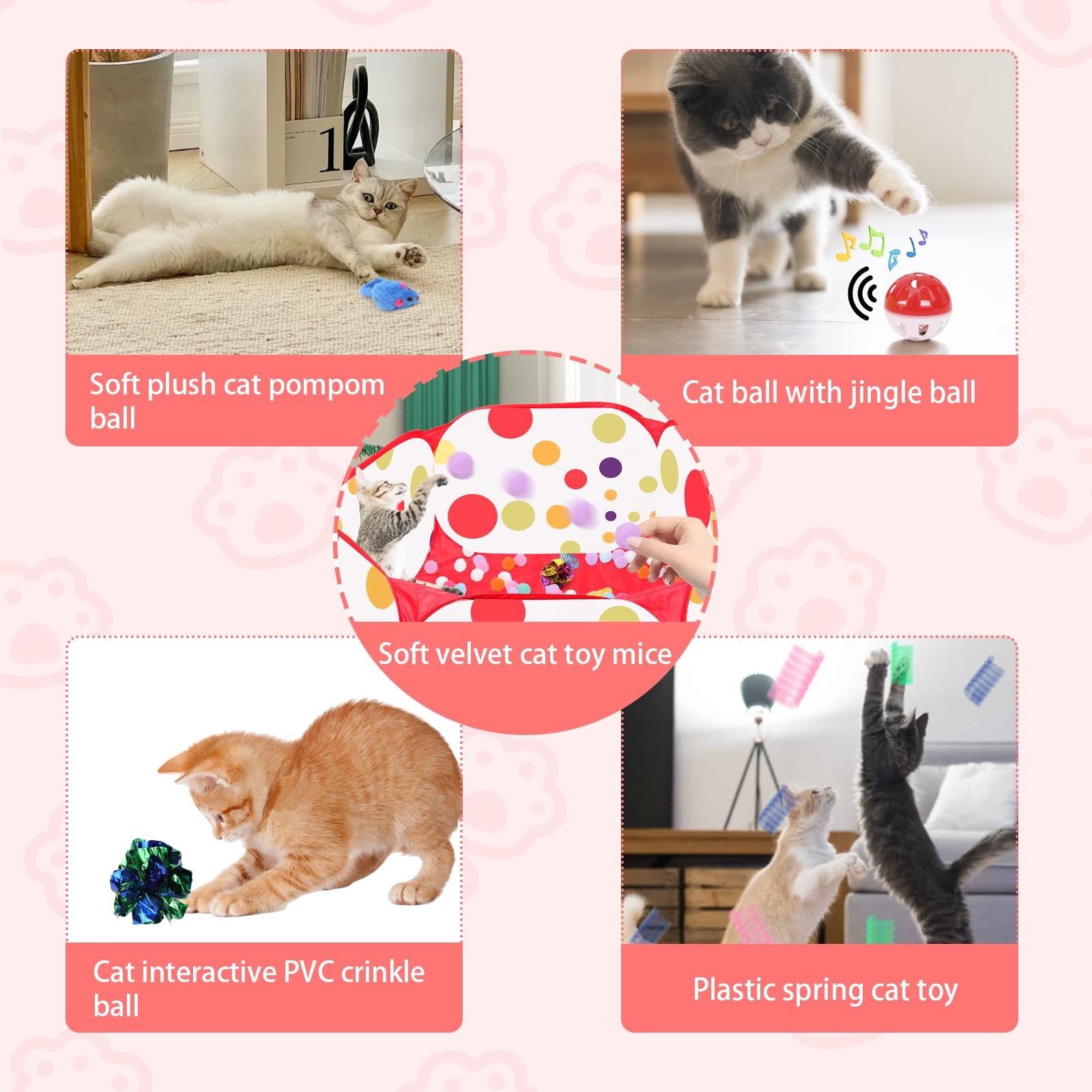 Cat Ball Pit with 226 Interactive Toys for Indoor Cats & Kittens Play