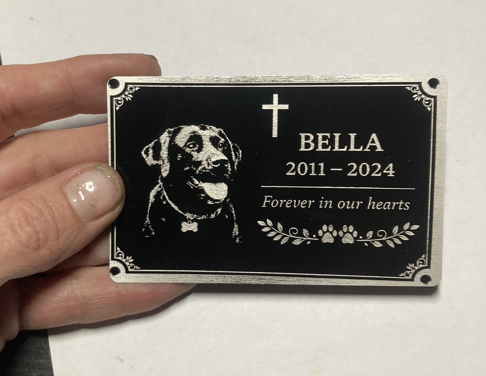 Personalised Pet Memorial Plaque Custom Photo Engraved Aluminium Dog Cat Horse