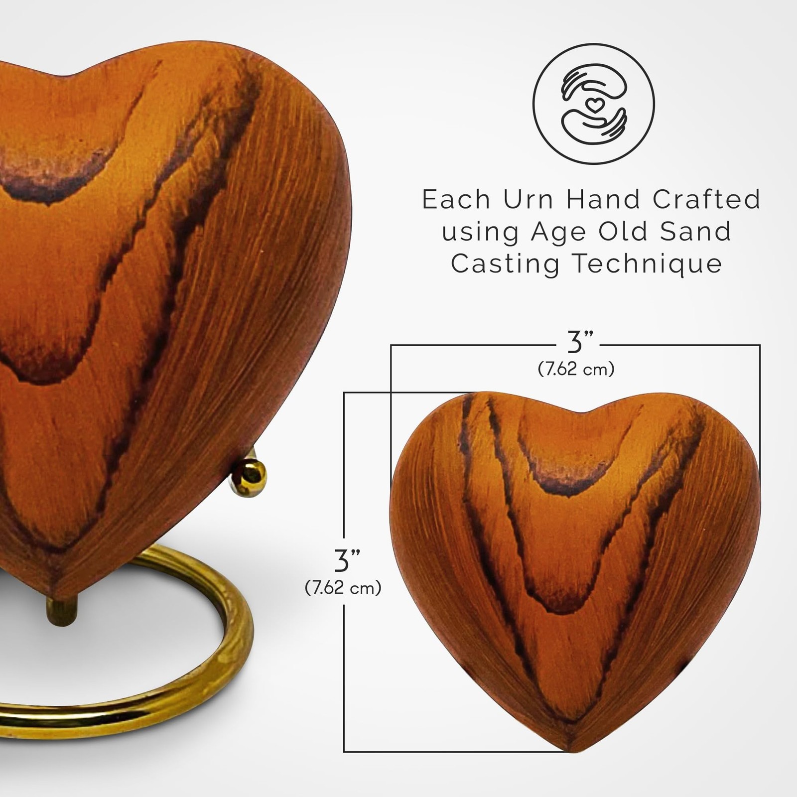 Small Urns for Ashes Keepsake Heart – Mini Wood Grain Cremation Urn for Male …