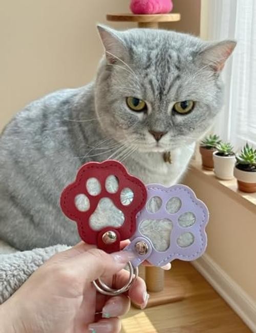 Pet Paw Shaped Leather Hair Storage Keychain, 5 Pcs | Dog and Cat Memorial