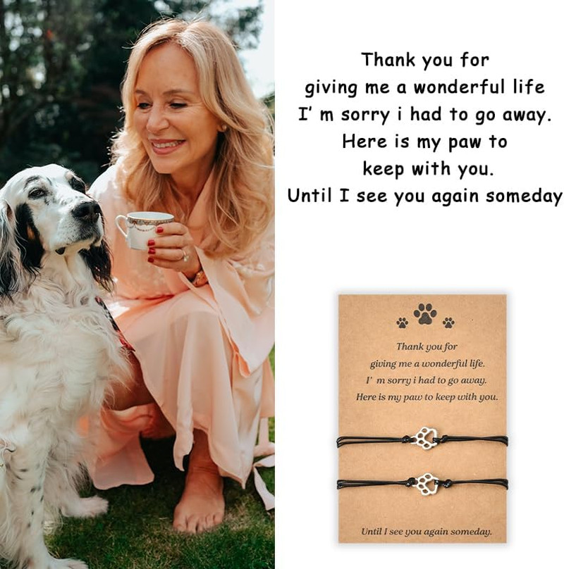 Memorial Gifts Bracelet for Pet Loss of Dog Sympathy Gift Paw Print Friendship B