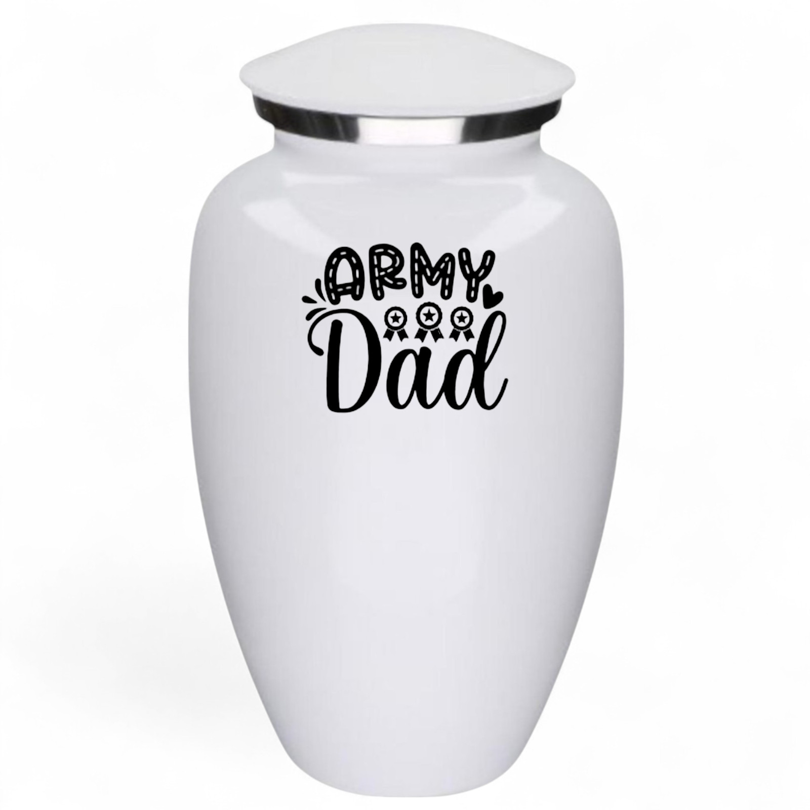 Army Dad White Metal Adult Cremation Urn 190 Cu In Patriotic Memorial Urn