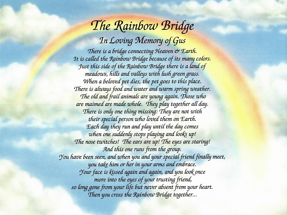 “The Rainbow Bridge” Memorial Poem Personalized Gift For Loss of Beloved Pet
