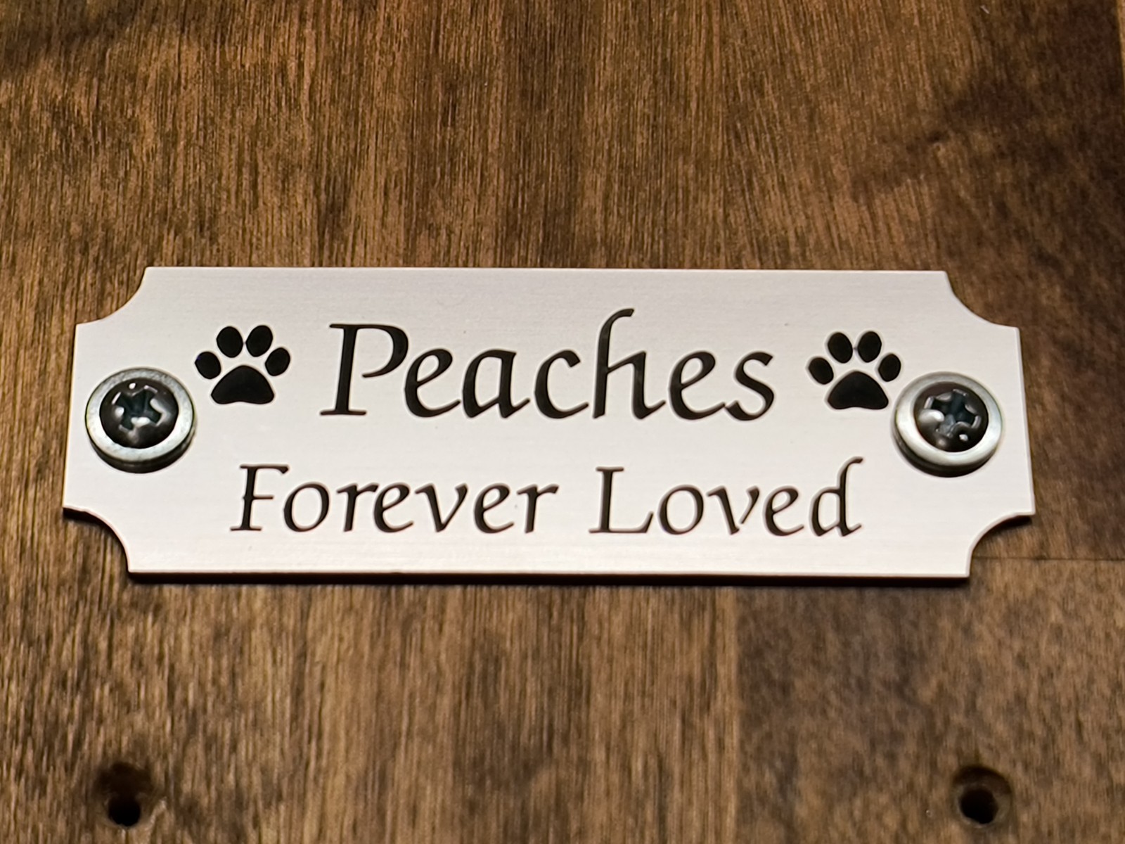 Custom Engraved Brushed Silver Tone Pet Memorial Urn Plaque Plate with 2 Screws