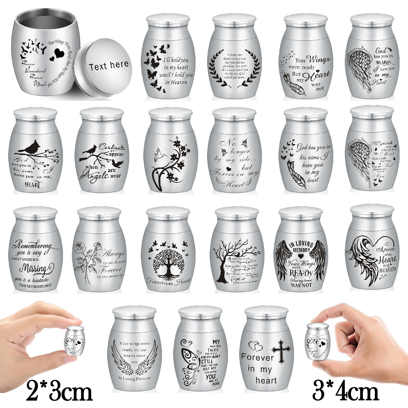 Stainless Steel Memory Small Keepsake Urns Ashes Holder Miniature Cremation Urn